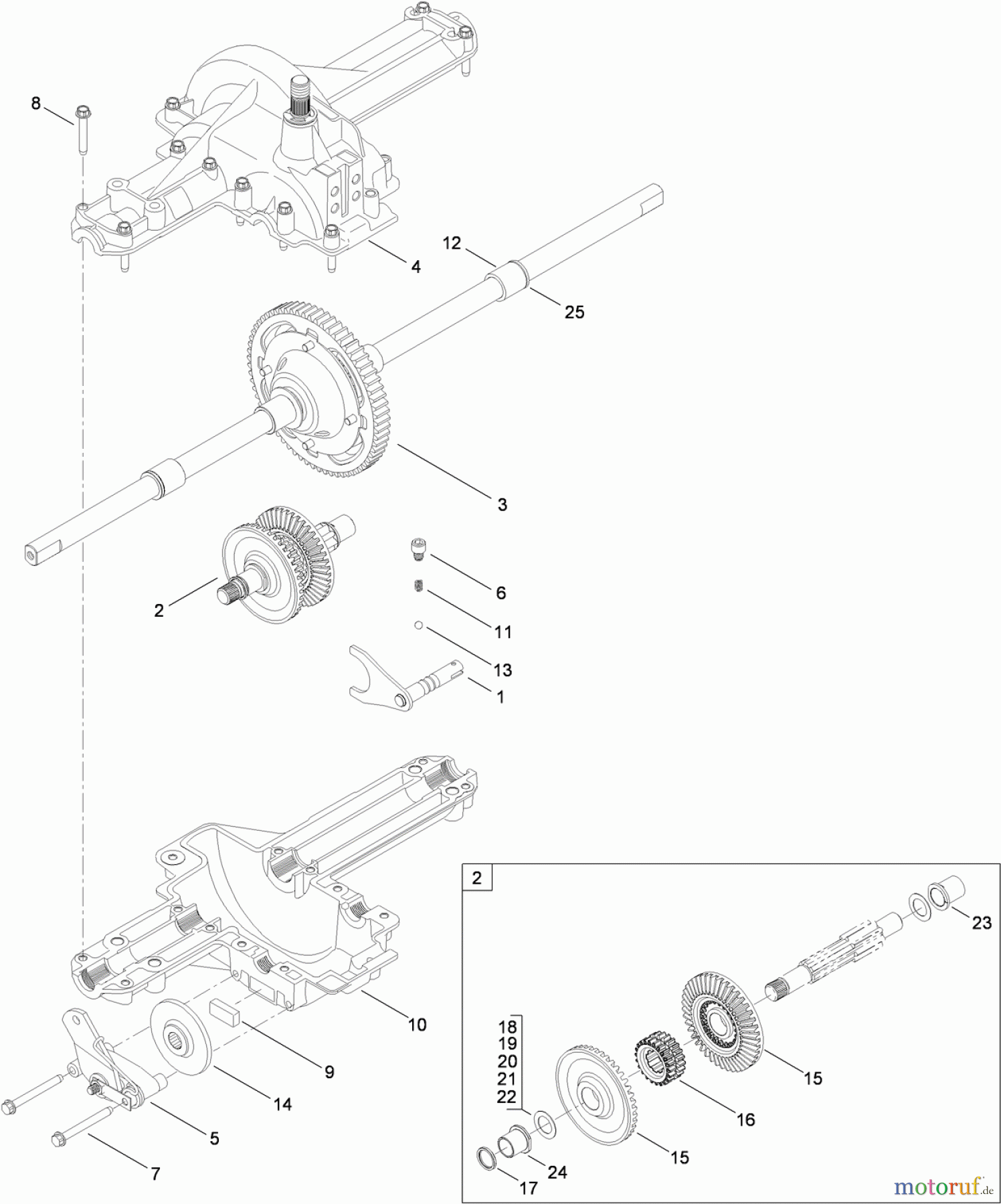  Toro Neu Mowers, Lawn & Garden Tractor Seite 1 13AX90RS848 (LX423) - Toro LX423 Lawn Tractor, 2011 (1-1) TRANSMISSION ASSEMBLY NO. 112-6256