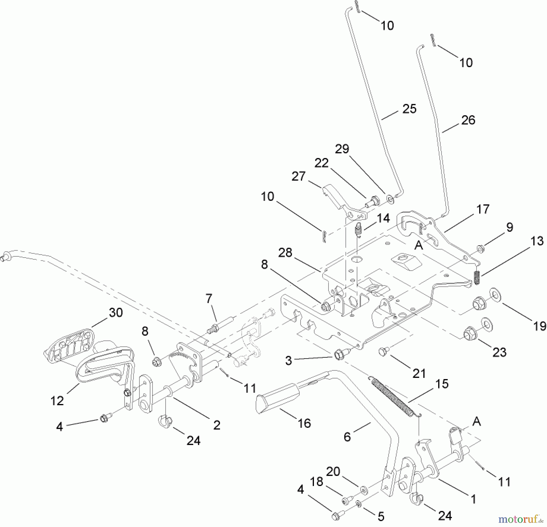  Toro Neu Mowers, Lawn & Garden Tractor Seite 1 14AQ81RP544 (GT2200) - Toro GT2200 Garden Tractor, 2006 (1A136H30000-) BRAKE AND TRACTION ASSEMBLY