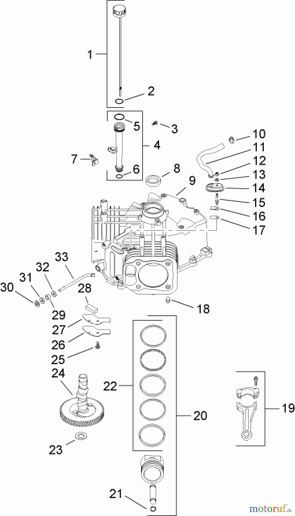 Toro Neu Mowers, Lawn & Garden Tractor Seite 1 14AQ81RP744 (GT2200) - Toro GT2200 Garden Tractor, 2006 (1A136H30000-) CRANKCASE ASSEMBLY KOHLER SV730-0018