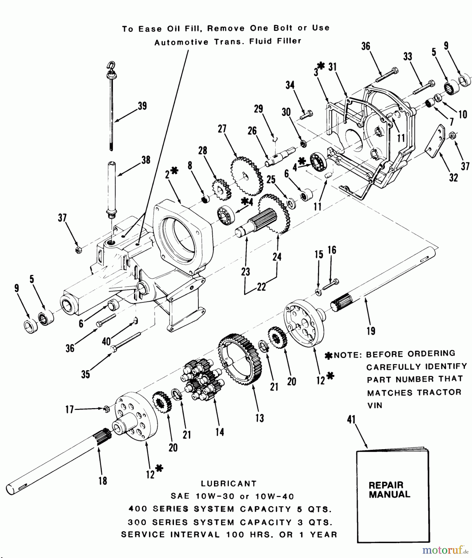  Toro Neu Mowers, Lawn & Garden Tractor Seite 1 21-12KE02 (312-A) - Toro 312-A Garden Tractor, 1986 TRANSAXLE