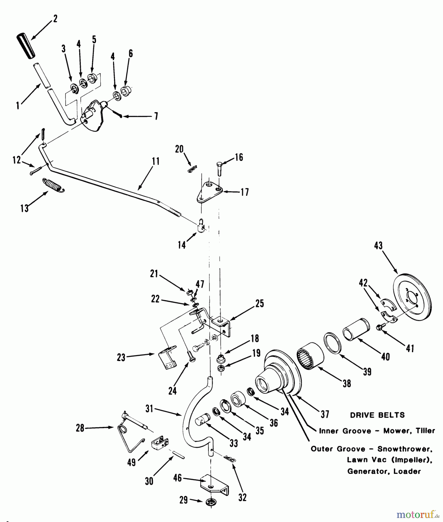 Toro Neu Mowers, Lawn & Garden Tractor Seite 1 21-12K806 (312-8) - Toro 312-8 Garden Tractor, 1989 PTO CLUTCH AND CONTROL