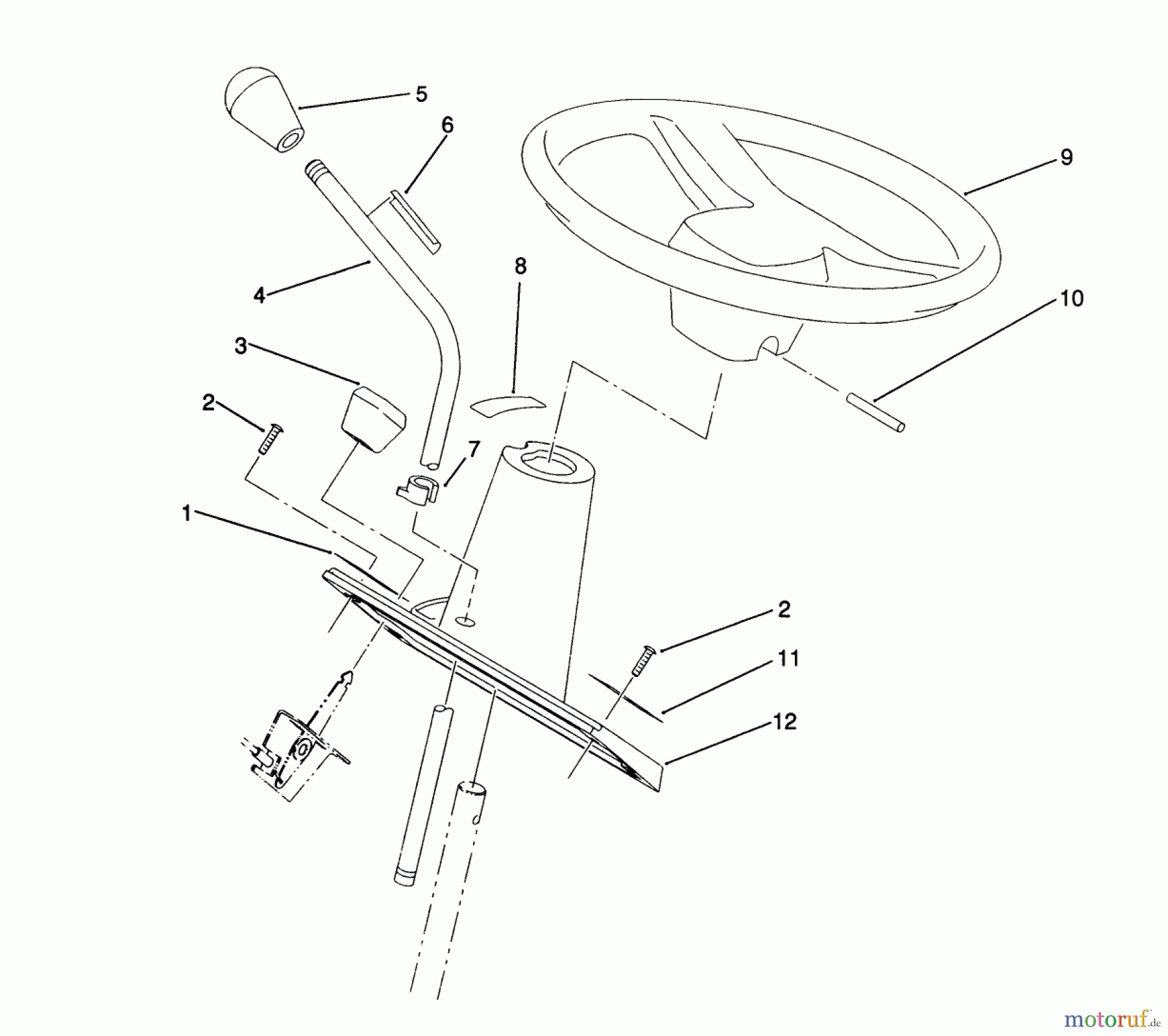 Toro Neu Mowers, Lawn & Garden Tractor Seite 1 22-14O501 (244-5) - Toro 244-5 Yard Tractor, 1991 (1000001-1999999) STEERING WHEEL AND CONSOLE ASSEMBLY