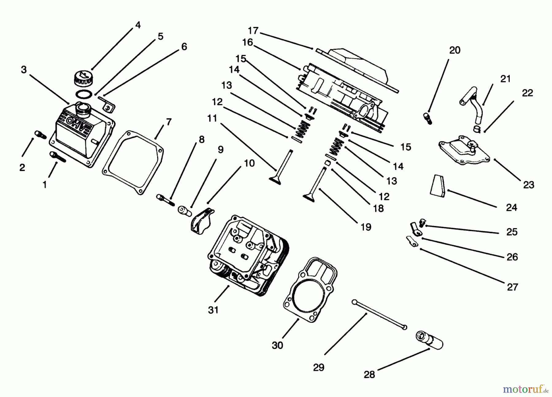  Toro Neu Mowers, Lawn & Garden Tractor Seite 1 30610 (120) - Toro Proline 120, 1993 (390001-399999) CYLINDER HEAD, VALVE & BREATHER