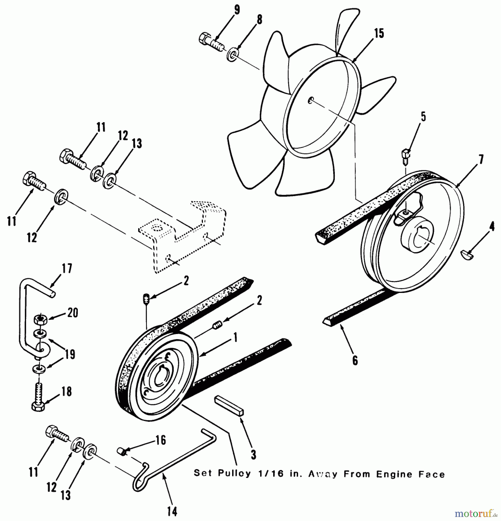  Toro Neu Mowers, Lawn & Garden Tractor Seite 1 31-16O803 (416-8) - Toro 416-8 Garden Tractor, 1991 (1000001-1999999) DRIVE BELT AND PULLEYS
