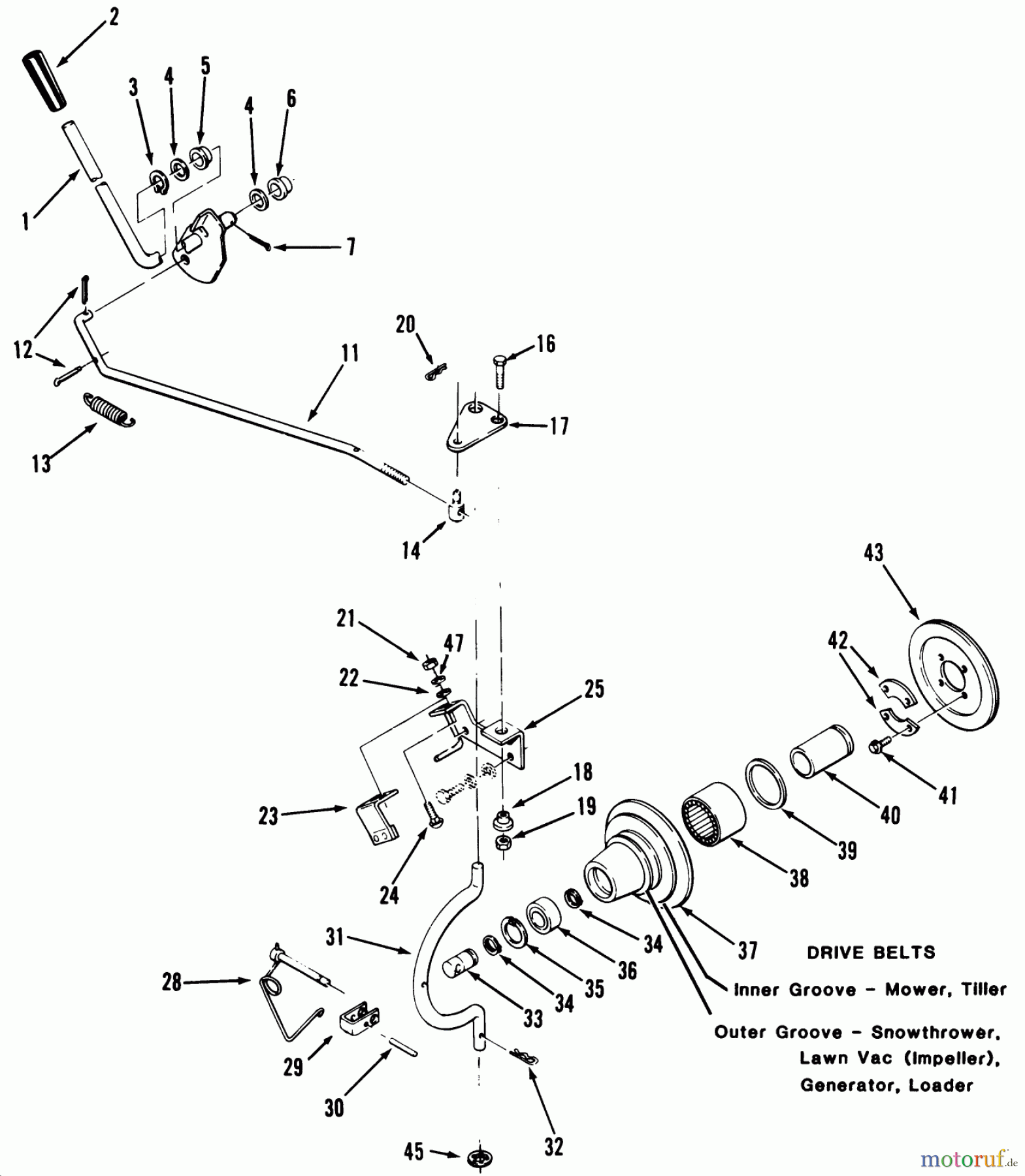  Toro Neu Mowers, Lawn & Garden Tractor Seite 1 51-12KE01 (312-H) - Toro 312-H Garden Tractor, 1991 (1000001-1999999) PTO CLUTCH AND CONTROL