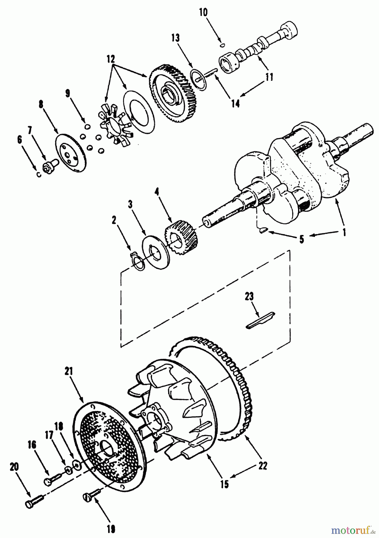  Toro Neu Mowers, Lawn & Garden Tractor Seite 1 51-16OE02 (416-H) - Toro 416-H Garden Tractor, 1992 (2000001-2999999) CRANKSHAFT, CAMSHAFT, FLYWHEEL POWER PLUS