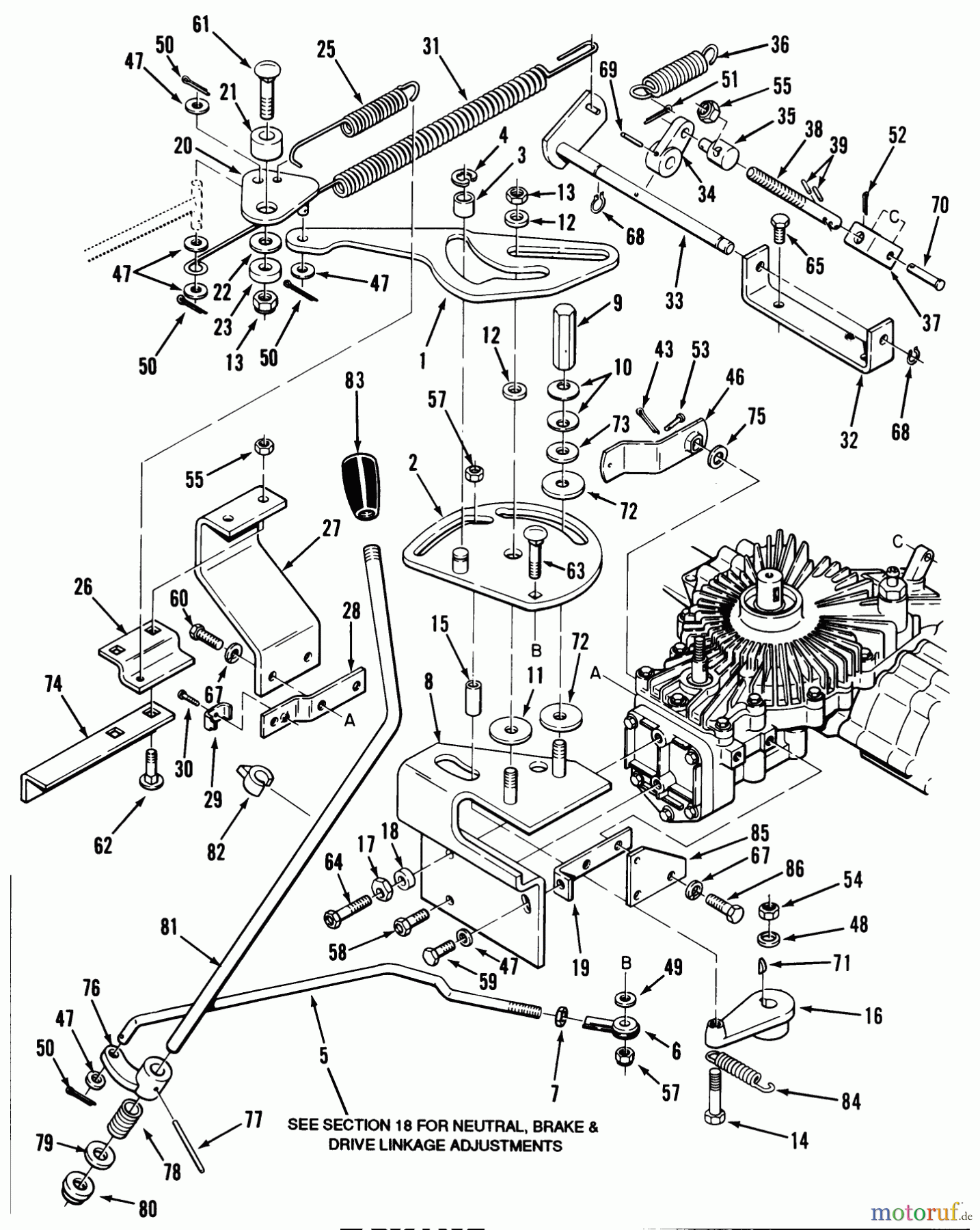  Toro Neu Mowers, Lawn & Garden Tractor Seite 1 32-12OE01 (212-H) - Toro 212-H Tractor, 1990 HYDROSTATIC TRANSAXLE-CONTROL LINKAGE