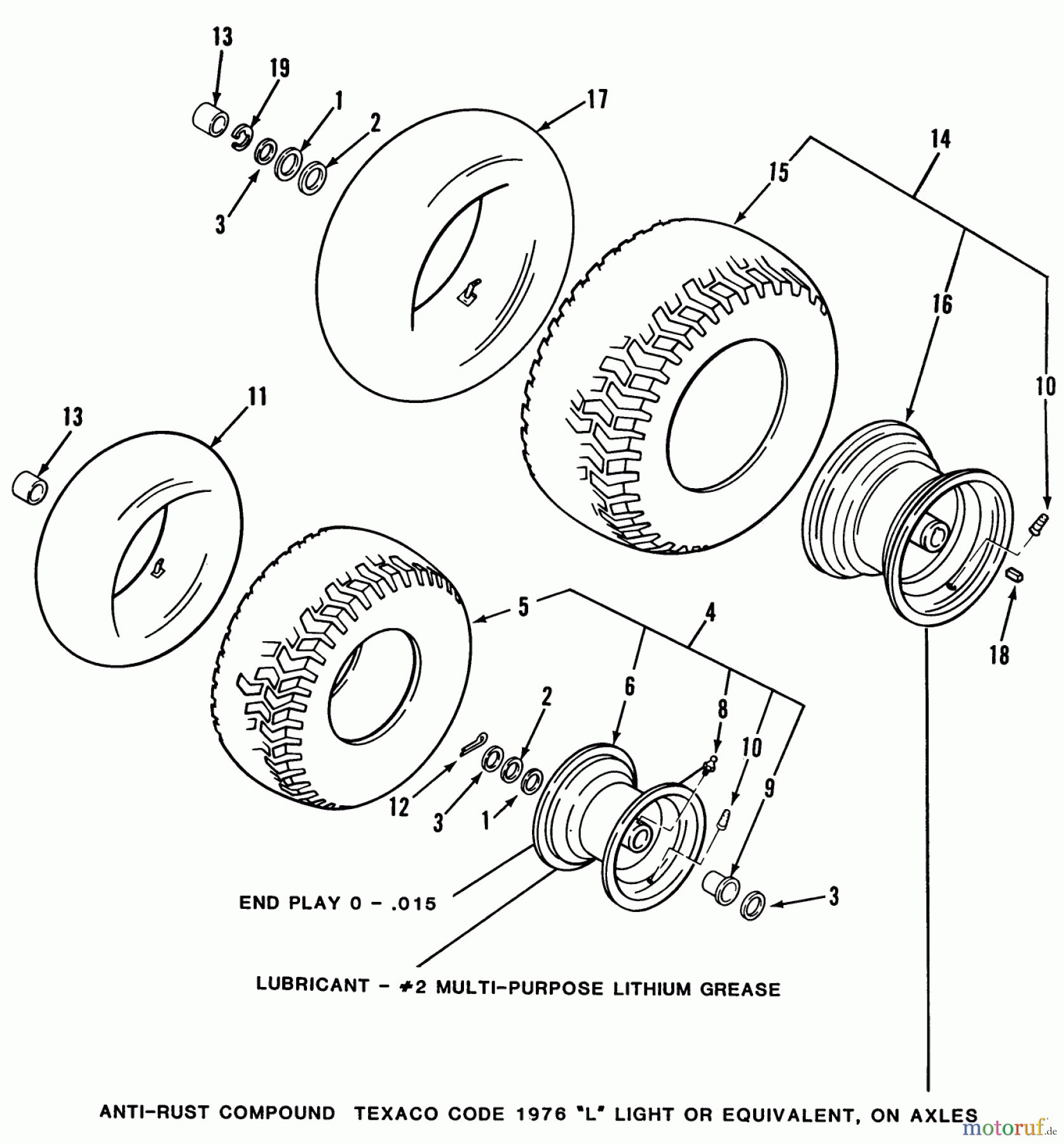 Toro Neu Mowers, Lawn & Garden Tractor Seite 1 32-11B501 (211-5) - Toro 211-5 Tractor, 1987 WHEELS AND TIRES
