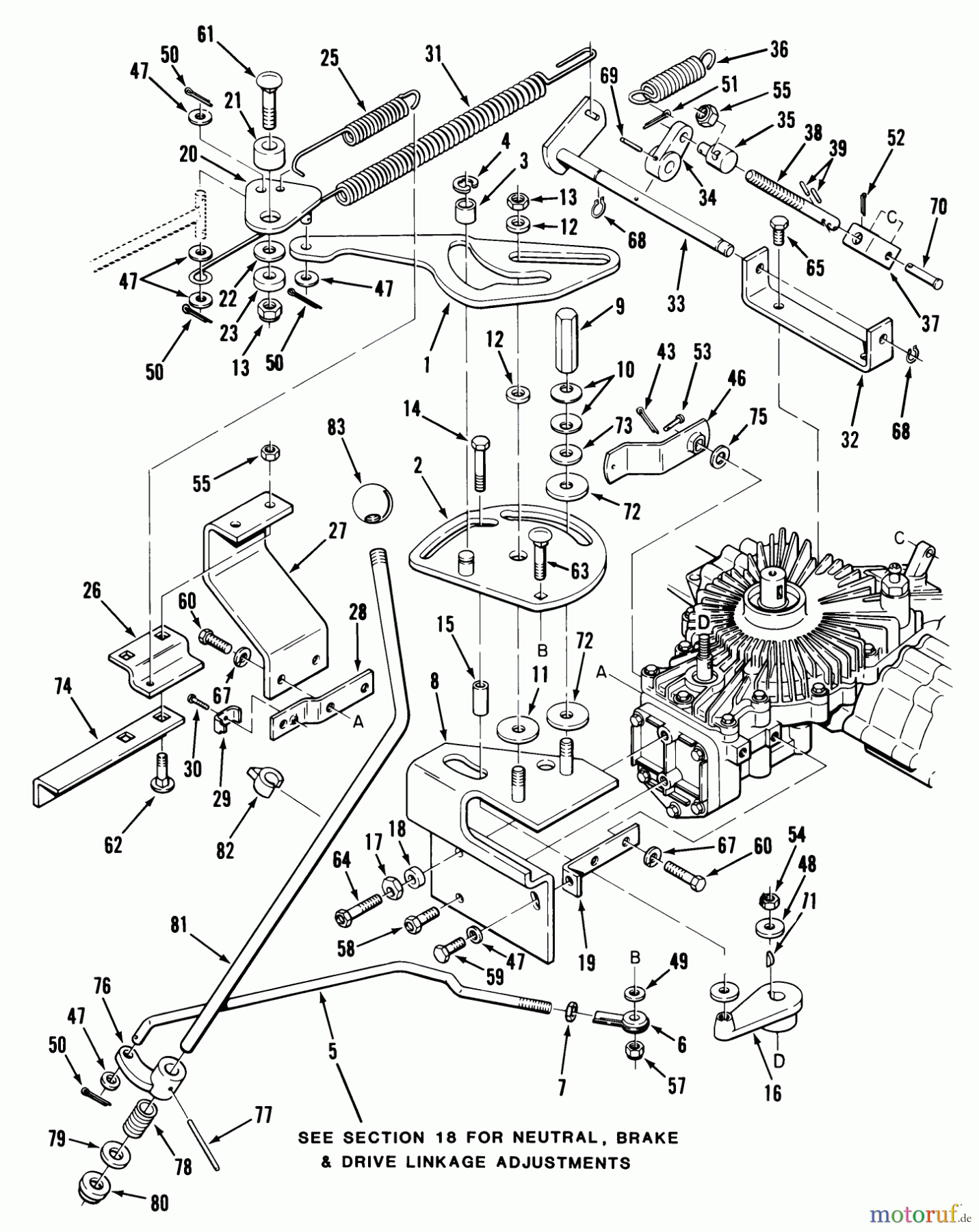  Toro Neu Mowers, Lawn & Garden Tractor Seite 1 32-12B501 (212-5) - Toro 212-5 Tractor, 1989 HYDROSTATIC TRANSAXLE-CONTROL LINKAGE