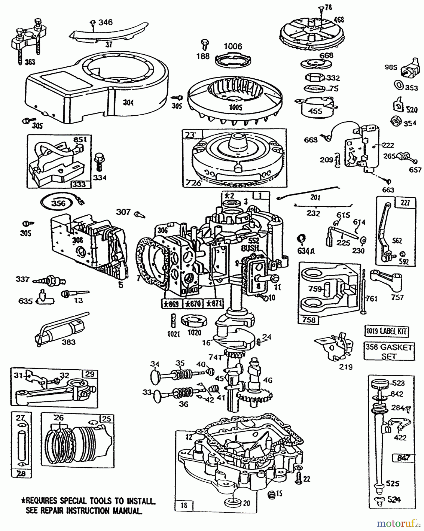  Toro Neu Mowers, Lawn & Garden Tractor Seite 1 32-1205A1 (212-5) - Toro 212-5 Tractor, 1991 (1000001-1999999) ENGINE BRIGGS AND STRATTON MODEL 281707-0226-01 #1