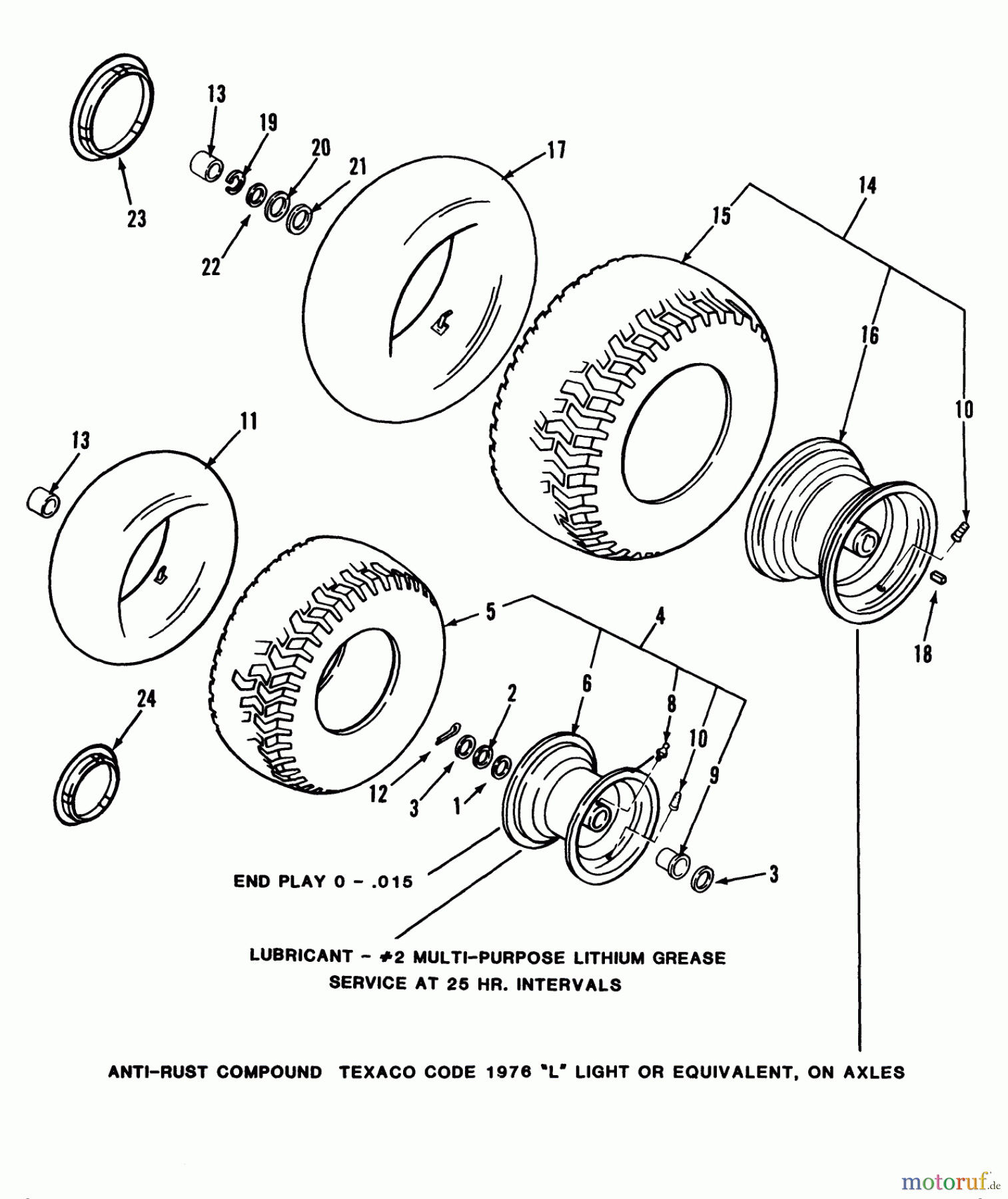 Toro Neu Mowers, Lawn & Garden Tractor Seite 1 32-16BE01 (216-H) - Toro 216-H Tractor, 1990 WHEELS AND TIRES