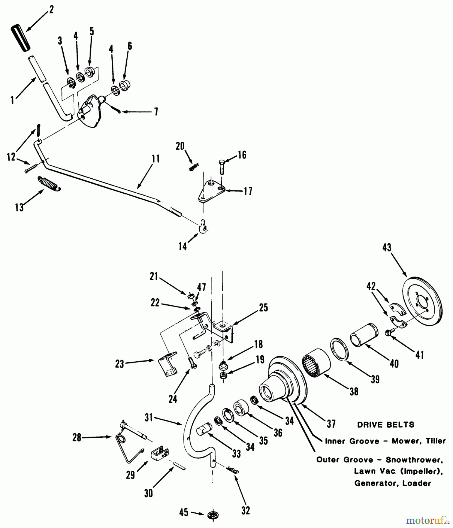  Toro Neu Mowers, Lawn & Garden Tractor Seite 1 41-20OE02 (520-H) - Toro 520-H Garden Tractor, 1991 (1000001-1999999) PTO CLUTCH AND CONTROL