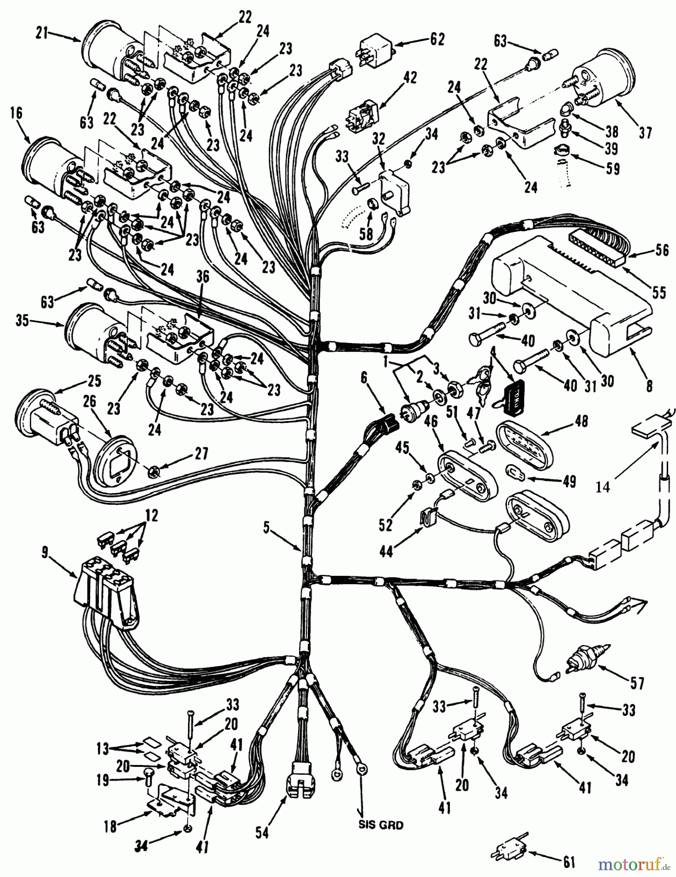  Toro Neu Mowers, Lawn & Garden Tractor Seite 1 41-20OE03 (520-H) - Toro 520-H Garden Tractor, 1992 (2000001-2999999) ELECTRICAL SYSTEM #1