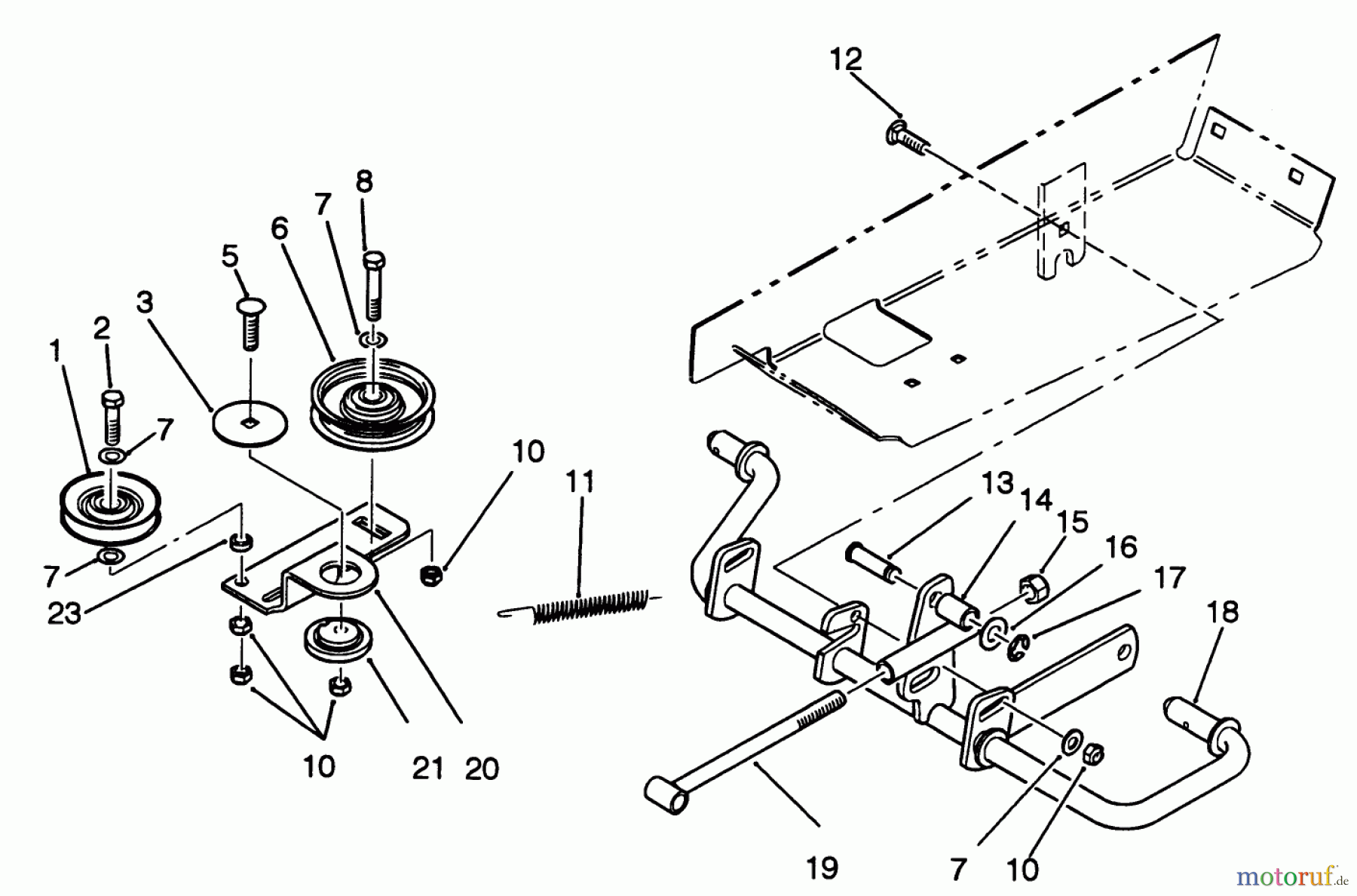  Toro Neu Mowers, Lawn & Garden Tractor Seite 1 42-16BE01 (246-H) - Toro 246-H Yard Tractor, 1992 (2000001-2999999) IDLER AND PEDAL SHAFT ASSEMBLY
