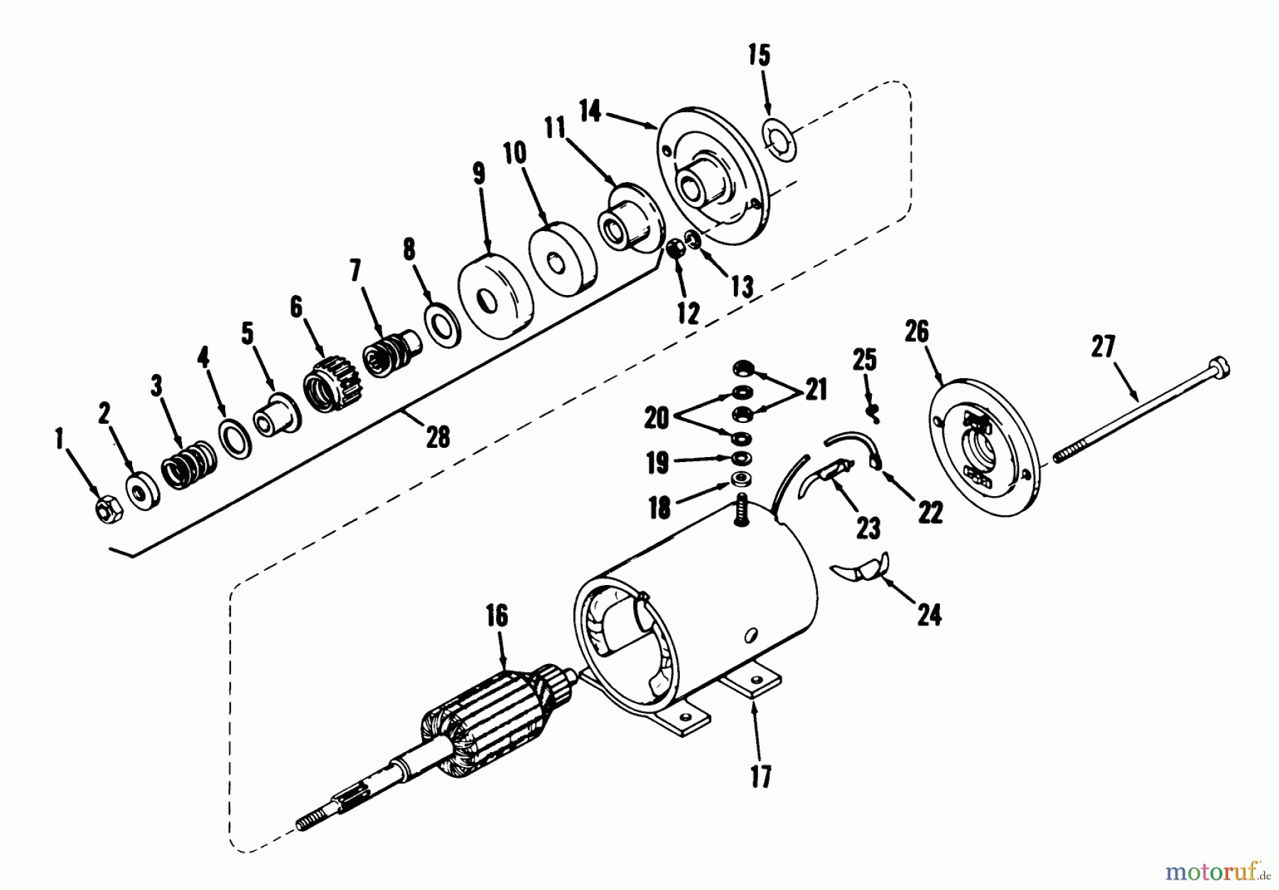  Toro Neu Mowers, Lawn & Garden Tractor Seite 1 55050 (935) - Toro 935 Electric Lawn Tractor, 1969 (9000001-9999999) STARTER MOTOR NO. 29965 ASSEMBLY 935E