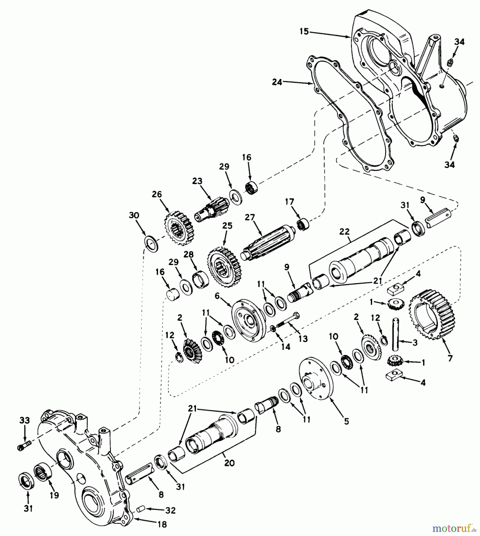  Toro Neu Mowers, Lawn & Garden Tractor Seite 1 55150 (940) - Toro 940 Electric Tractor, 1969 (9000001-9999999) TRANSAXLE MODEL NO. 1302 ASSEMBLY