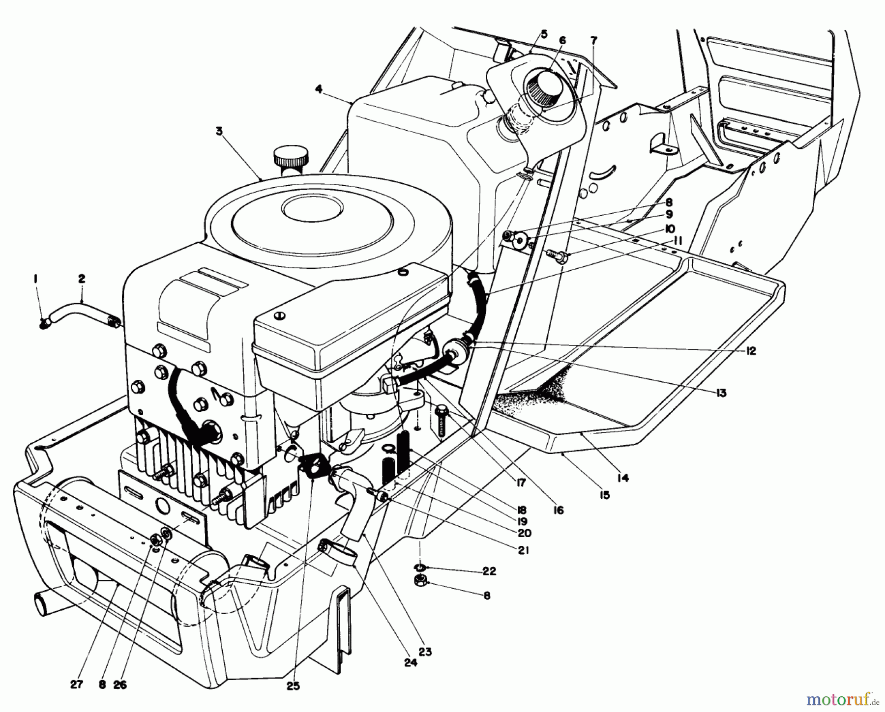  Toro Neu Mowers, Lawn & Garden Tractor Seite 1 57360 (11-32) - Toro 11-32 Lawn Tractor, 1983 (3000001-3999999) ENGINE ASSEMBLY MODEL 57300