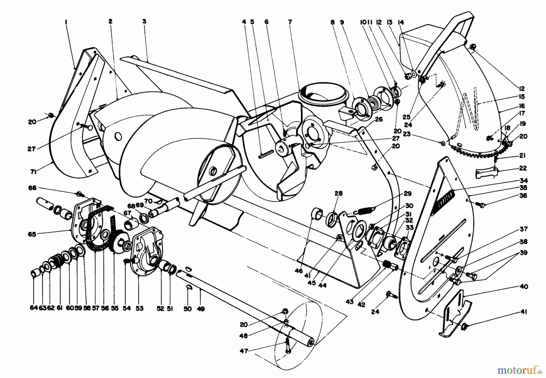  Toro Neu Mowers, Lawn & Garden Tractor Seite 1 57360 (11-32) - Toro 11-32 Lawn Tractor, 1984 (4000001-4999999) AUGER ASSEMBLY 36