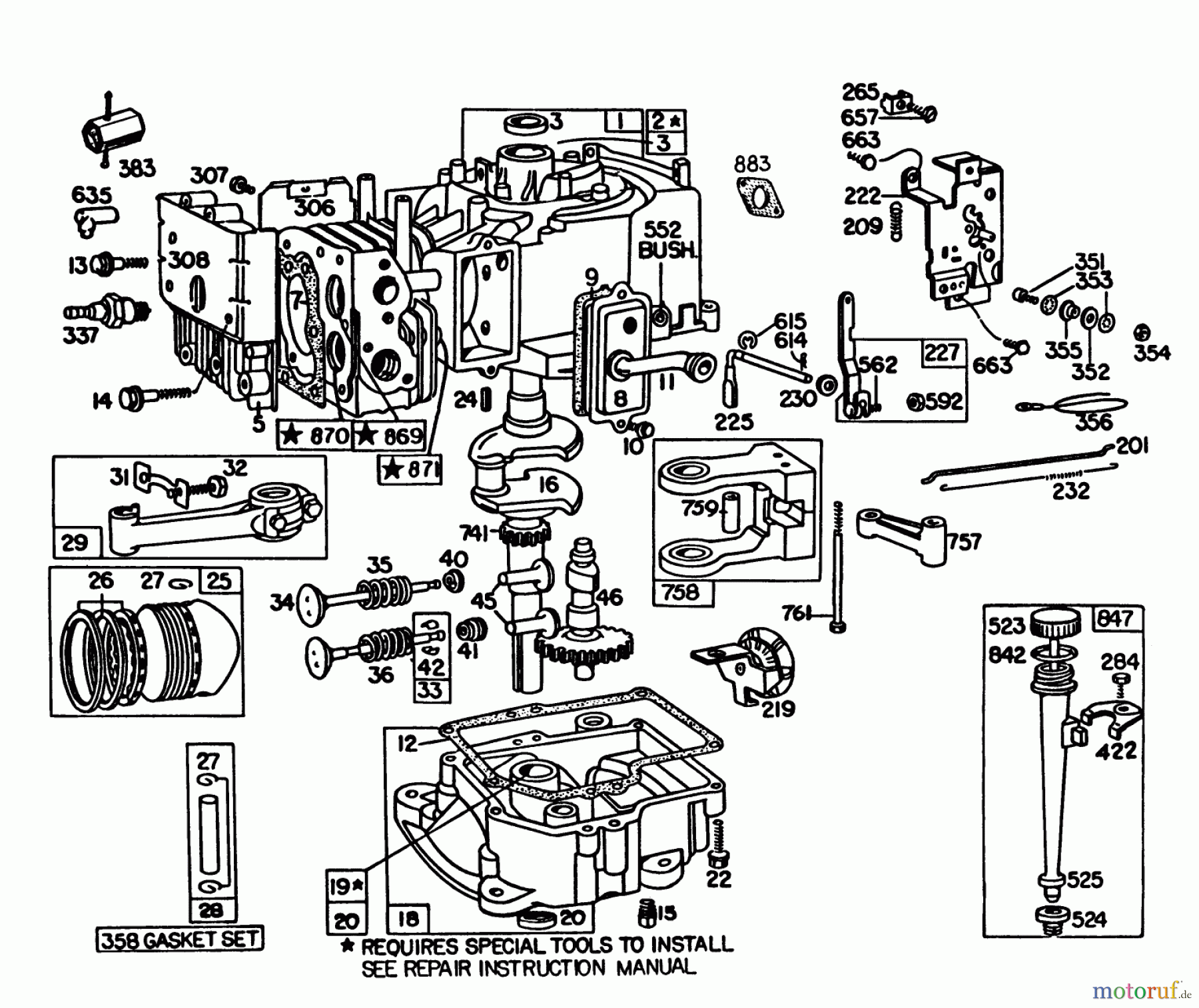  Toro Neu Mowers, Lawn & Garden Tractor Seite 1 57360 (11-32) - Toro 11-32 Lawn Tractor, 1984 (4000001-4999999) ENGINE BRIGGS & STRATTON MODEL 191707-5816-01 (MODEL 57300)
