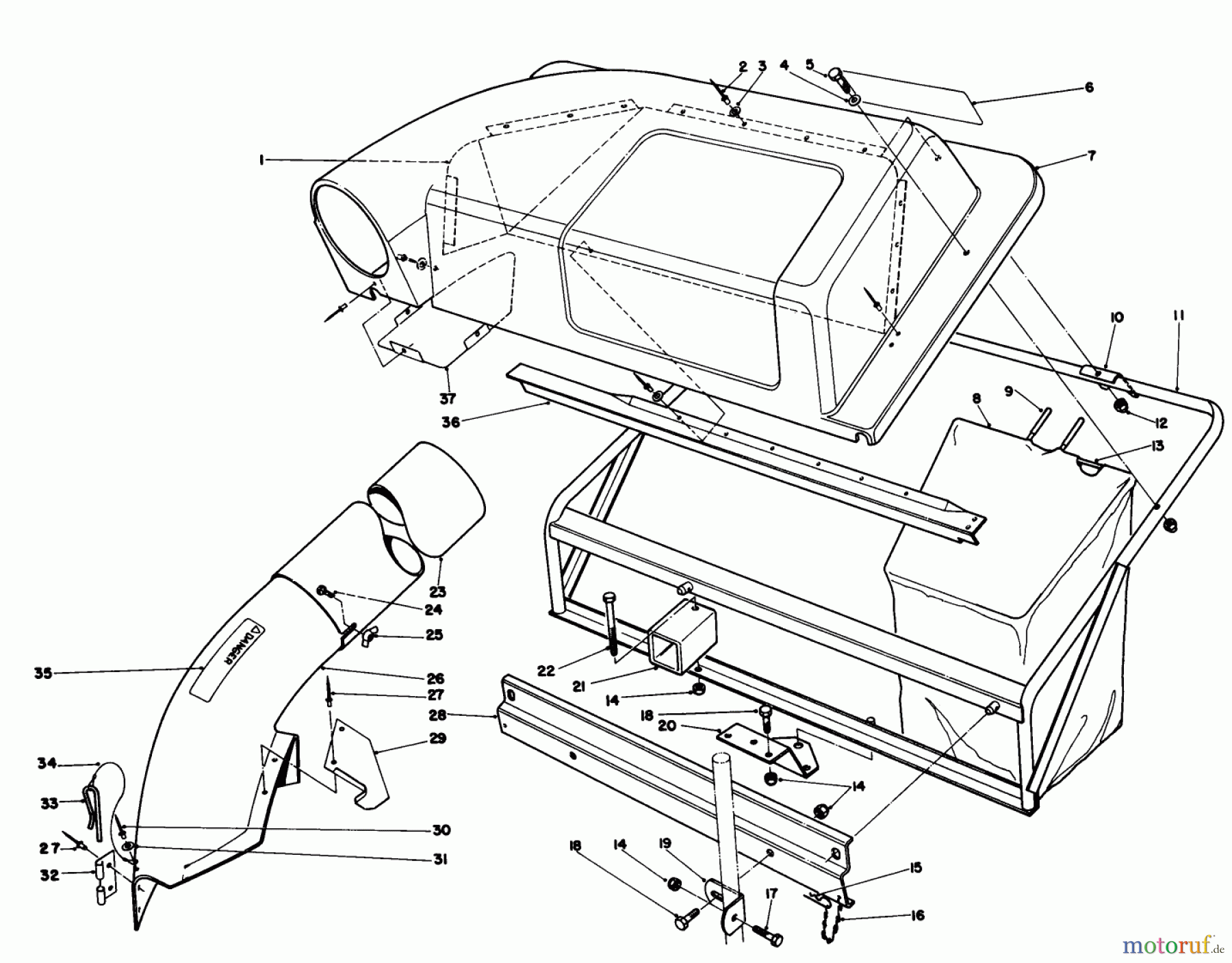  Toro Neu Mowers, Lawn & Garden Tractor Seite 1 57300 (8-32) - Toro 8-32 Front Engine Rider, 1984 (4000001-4999999) TWIN BAGGER GRASS CATCHER MODEL NO. 59122 (OPTIONAL)