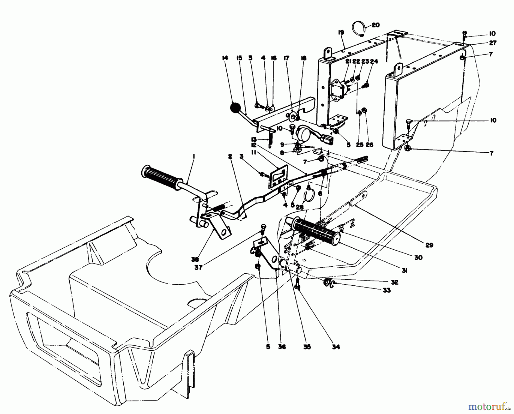  Toro Neu Mowers, Lawn & Garden Tractor Seite 1 57360 (11-32) - Toro 11-32 Lawn Tractor, 1987 (7000001-7999999) BRAKE & CLUTCH PEDAL ASSEMBLY