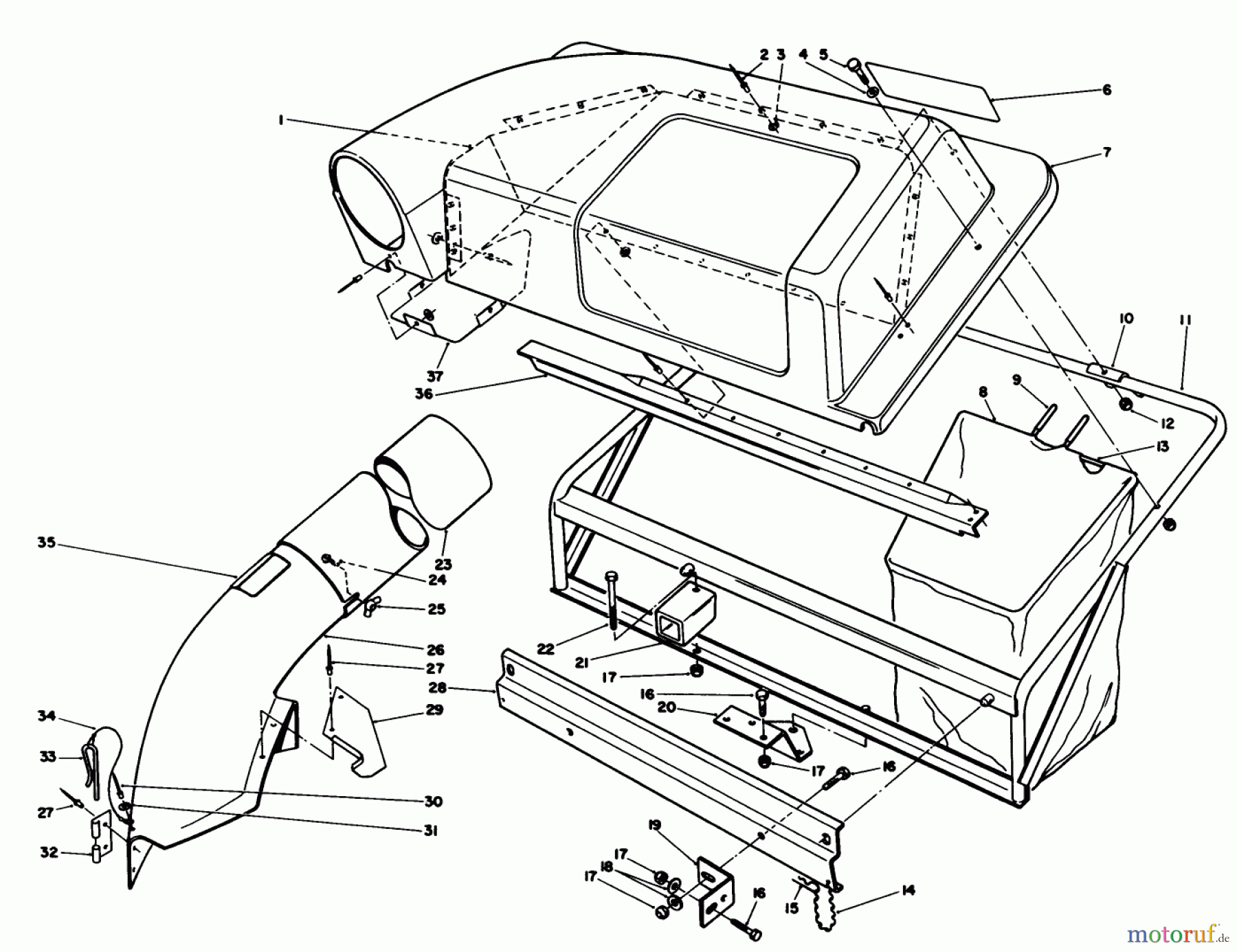  Toro Neu Mowers, Lawn & Garden Tractor Seite 1 57360 (11-32) - Toro 11-32 Lawn Tractor, 1987 (7000001-7999999) TWIN BAGGER GRASS CATCHER MODEL NO. 59122 (OPTIONAL)