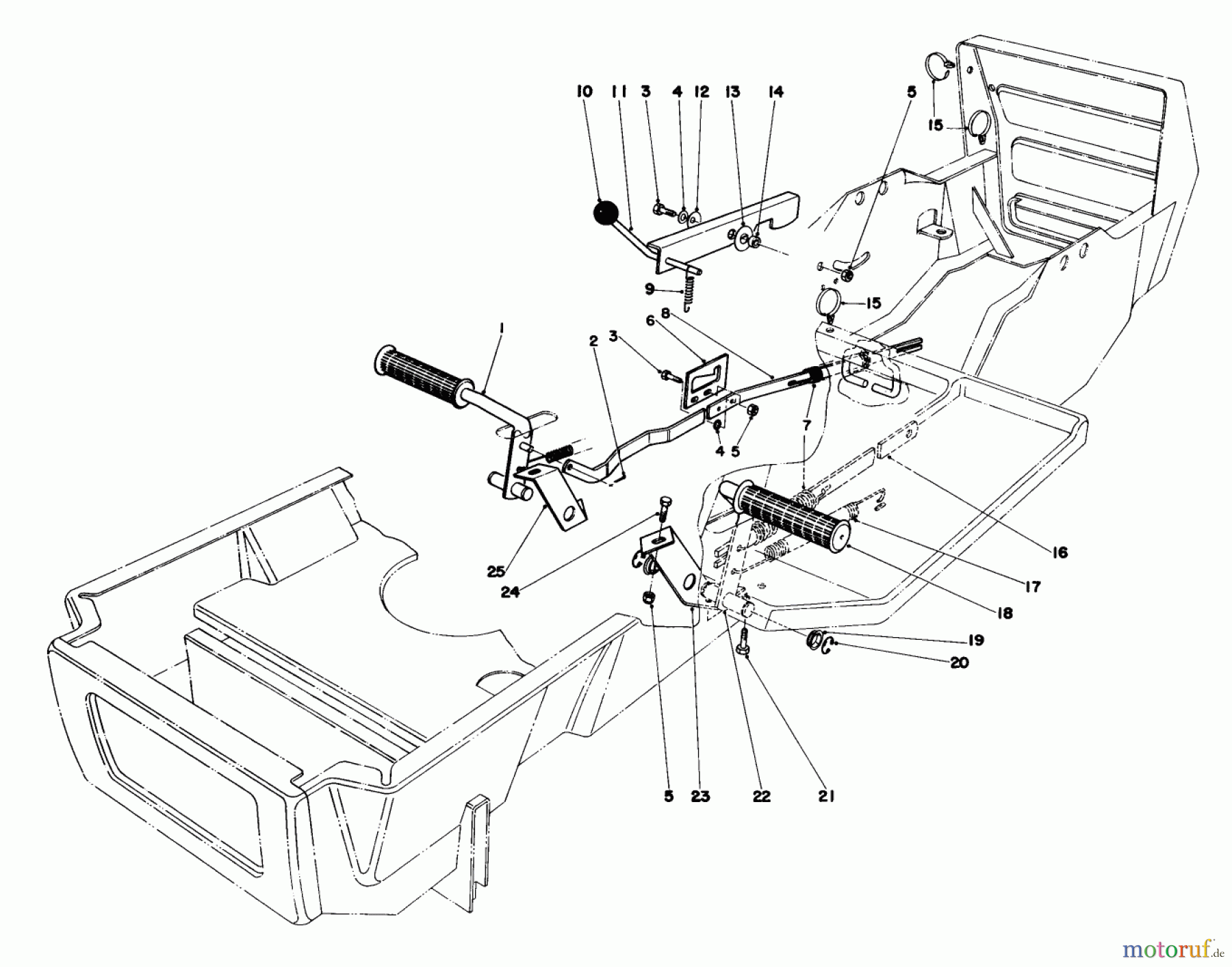 Toro Neu Mowers, Lawn & Garden Tractor Seite 1 57375 - Toro 8 hp Front Engine Rider, 1979 (9000001-9999999) BRAKE & CLUTCH PEDAL ASSEMBLY