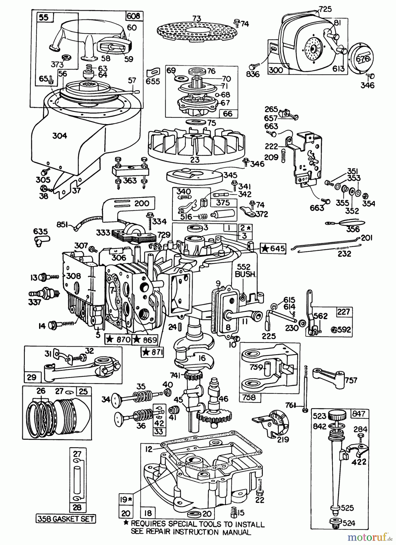 Toro Neu Mowers, Lawn & Garden Tractor Seite 1 57375 - Toro 8 hp Front Engine Rider, 1979 (9000001-9999999) ENGINE BRIGGS & STRATTON MODEL 191702-5652-01 #1