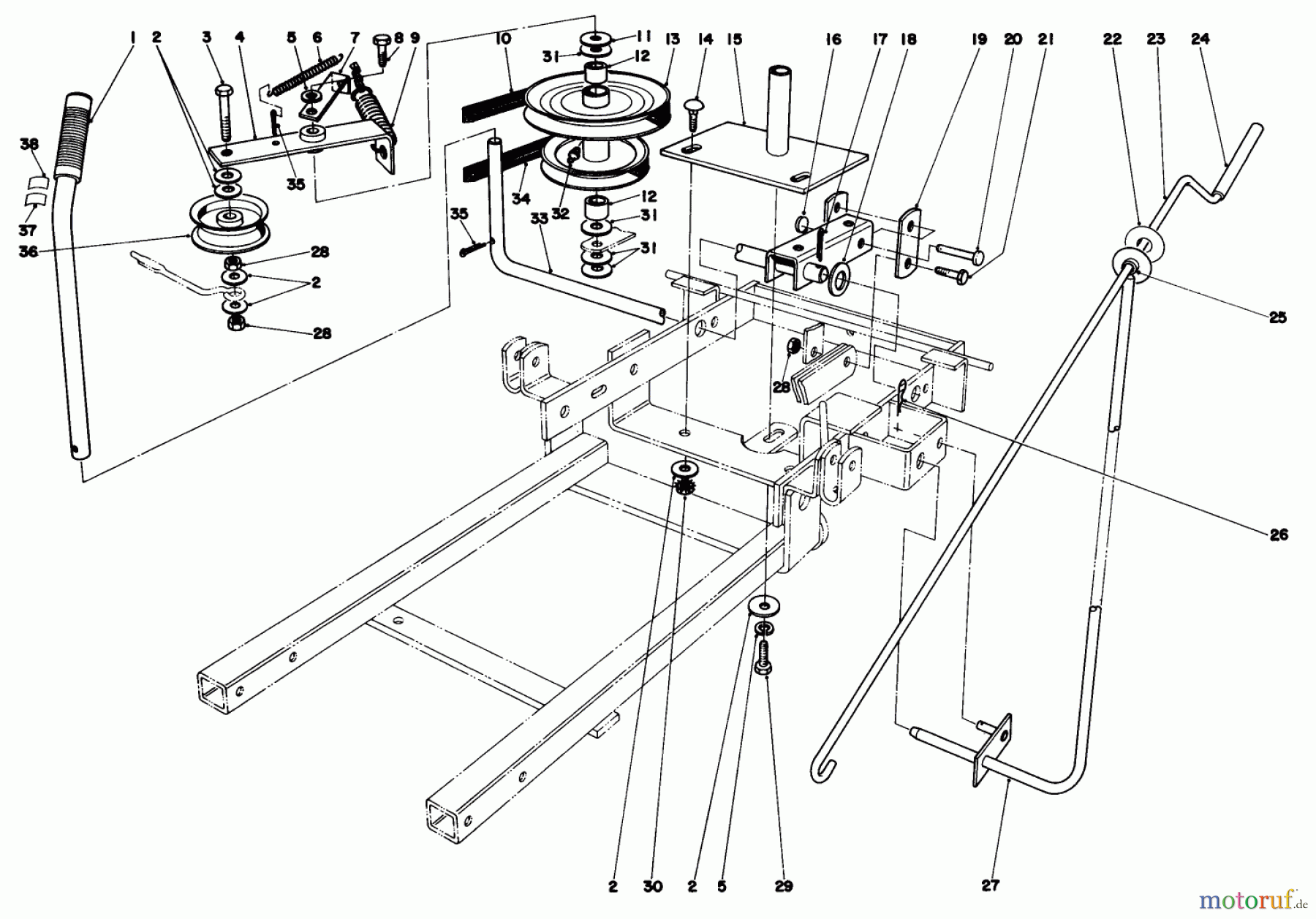 Toro Neu Mowers, Lawn & Garden Tractor Seite 1 57385 - Toro 11 hp Front Engine Rider, 1980 (0000001-0999999) 36