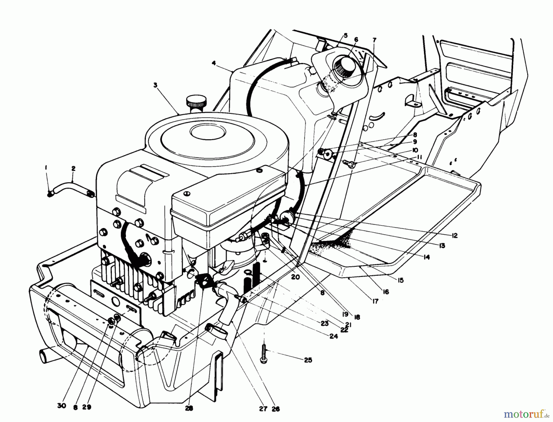  Toro Neu Mowers, Lawn & Garden Tractor Seite 1 57385 - Toro 11 hp Front Engine Rider, 1981 (1000001-1999999) ENGINE ASSEMBLY