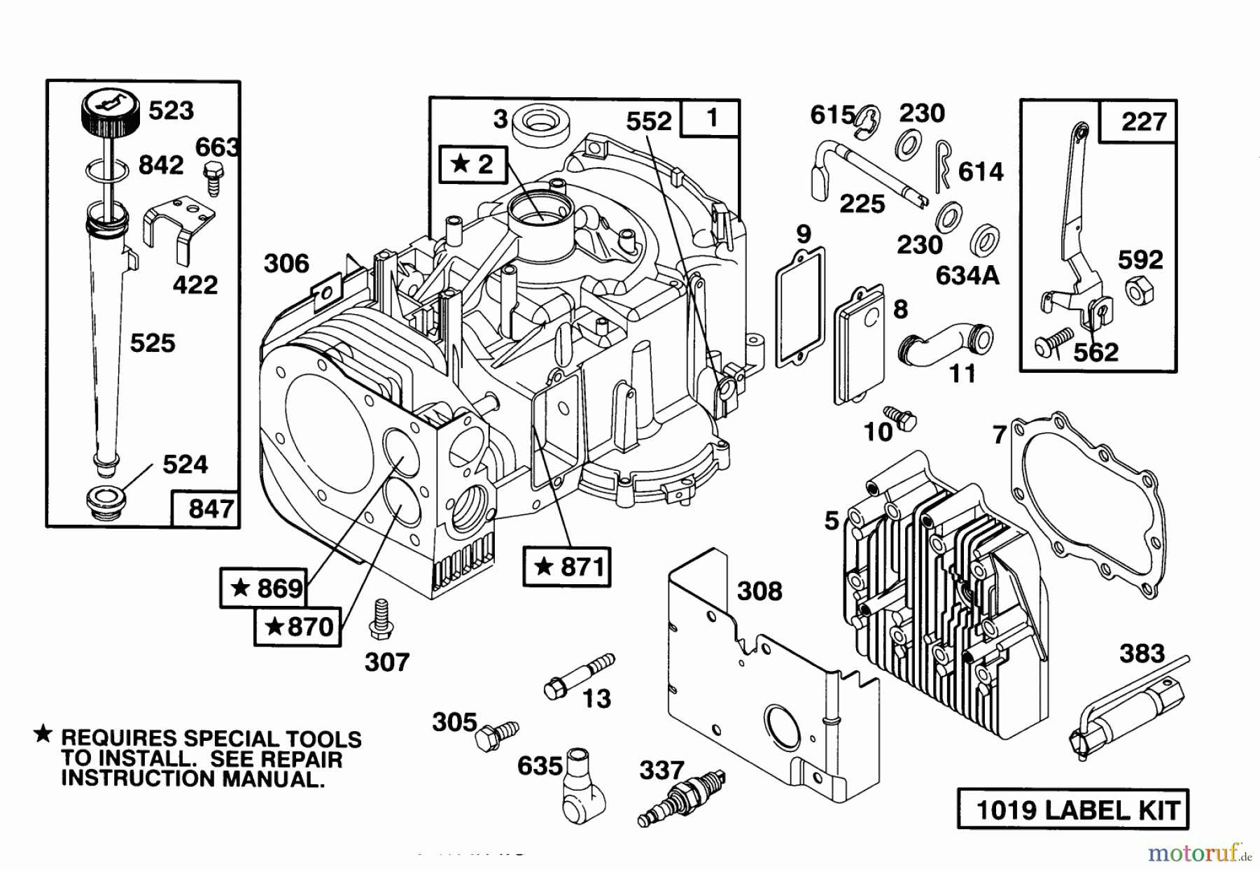 Toro Neu Mowers, Lawn & Garden Tractor Seite 1 71180 (12-38XL) - Toro 12-38XL Lawn Tractor, 1993 (3900001-3999999) ENGINE BRIGGS & STRATTON MODEL 286707-0452-01 #1