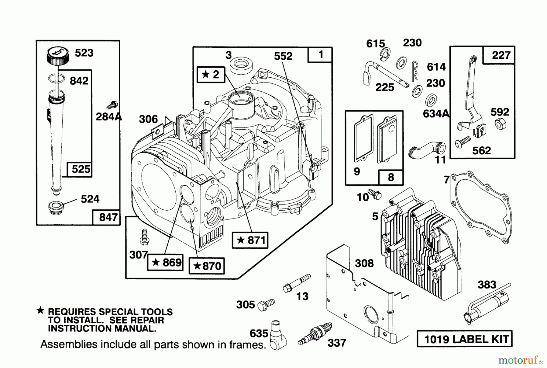  Toro Neu Mowers, Lawn & Garden Tractor Seite 1 71184 (12-38XL) - Toro 12-38XL Lawn Tractor, 1995 (5910001-5999999) ENGINE BRIGGS & STRATTON MODEL 286707-0453-01 #1