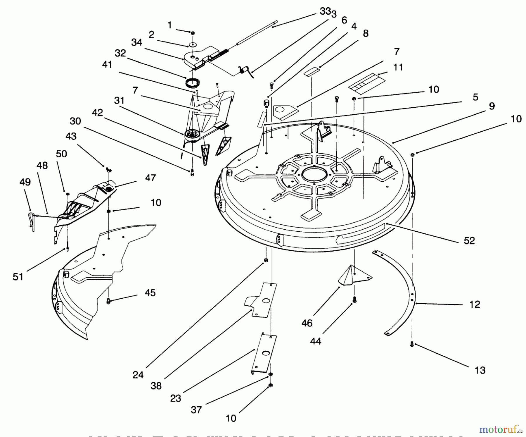  Toro Neu Mowers, Lawn & Garden Tractor Seite 1 71188 (12-32XL) - Toro 12-32XL Lawn Tractor, 1996 (6900001-6999999) DECK ASSEMBLY (32