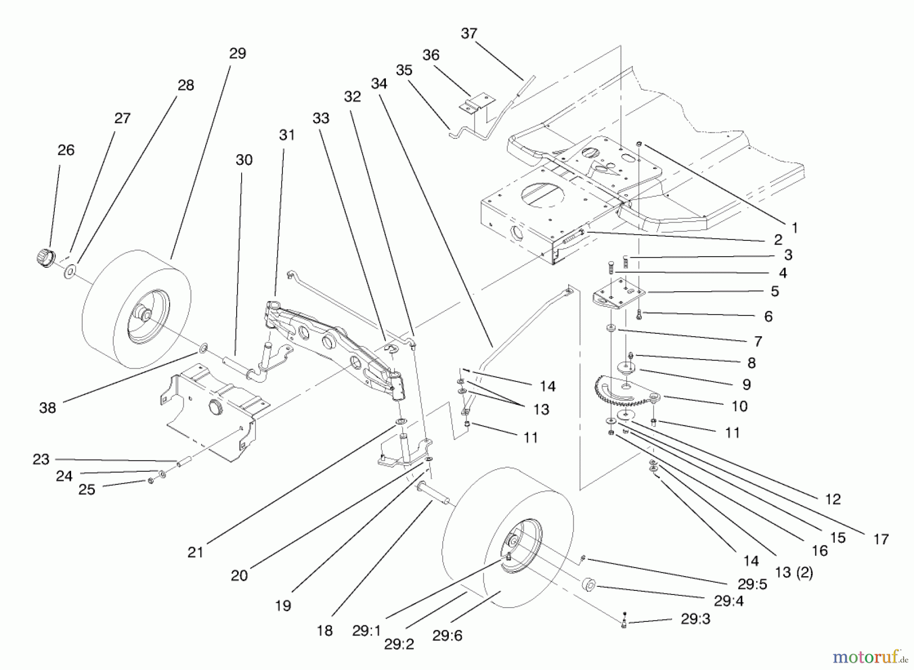 Toro Neu Mowers, Lawn & Garden Tractor Seite 1 71189 (12-32XL) - Toro 12-32XL Lawn Tractor, 1997 (7900001-7999999) FRONT AXLE ASSEMBLY