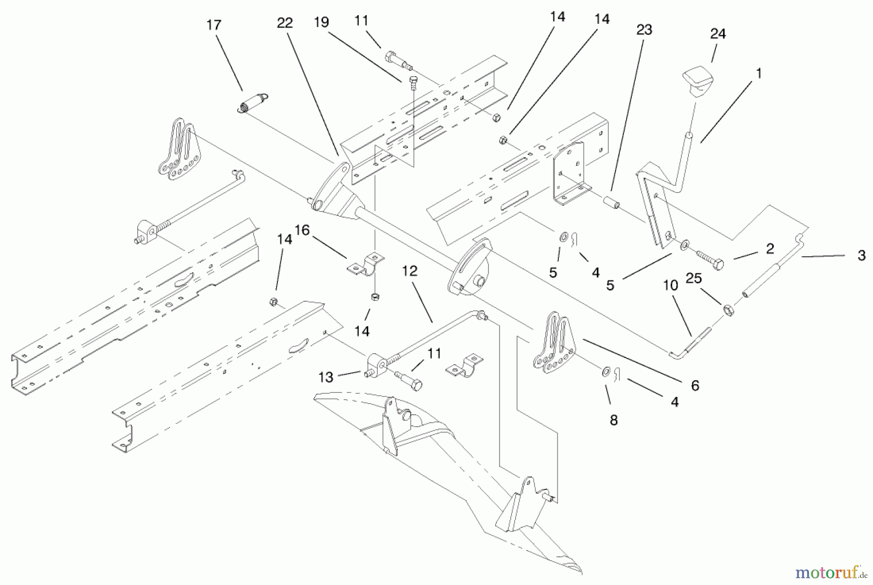 Toro Neu Mowers, Lawn & Garden Tractor Seite 1 71280 (17-44HXLE) - Toro 17-44HXLE Lawn Tractor, 2000 (200000001-200999999) HEIGHT OF CUT ASSEMBLY