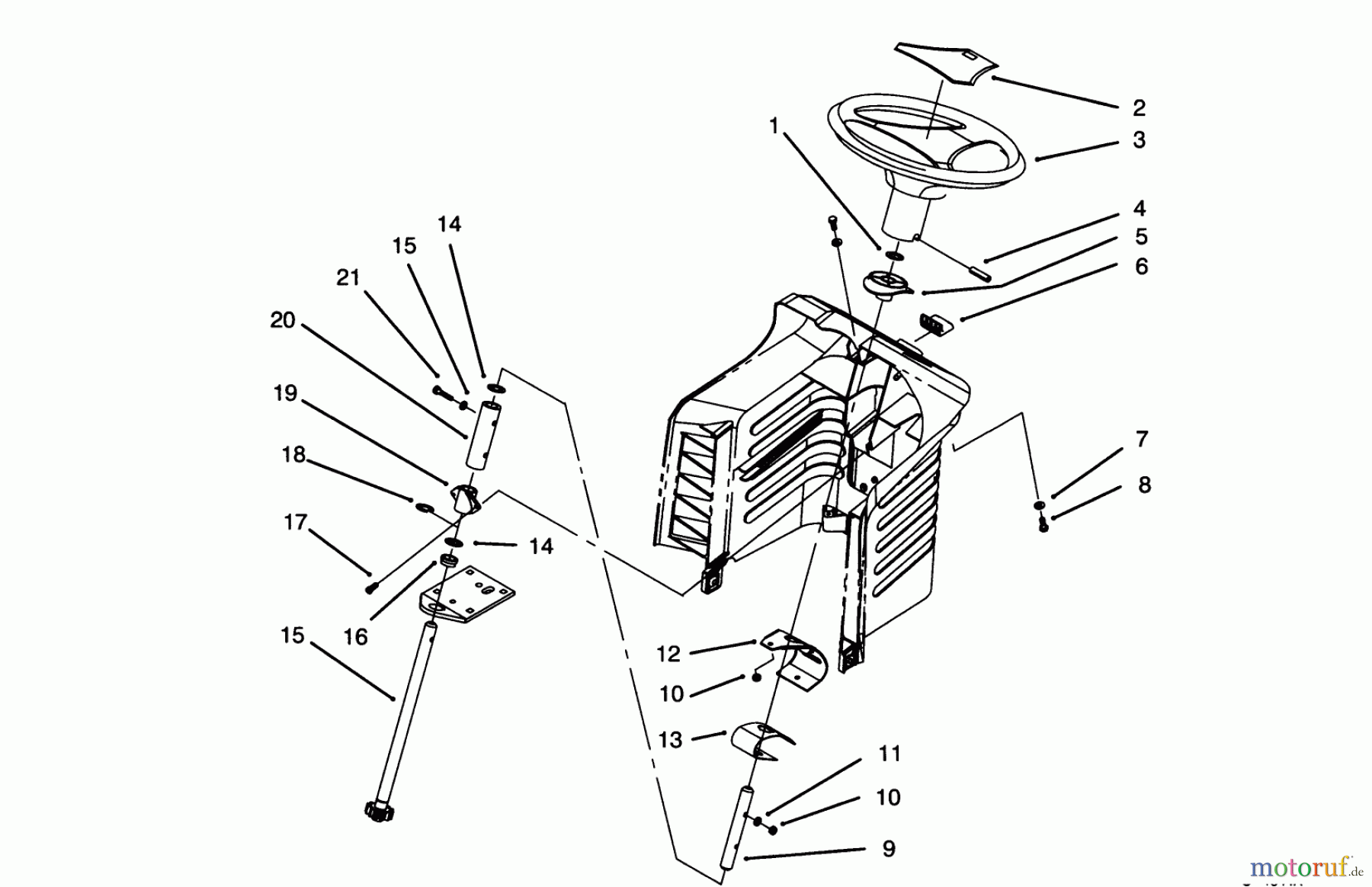 Toro Neu Mowers, Lawn & Garden Tractor Seite 1 71205 (13-38XL) - Toro 13-38XL Lawn Tractor, 1995 (59000001-59999999) STEERING ASSEMBLY