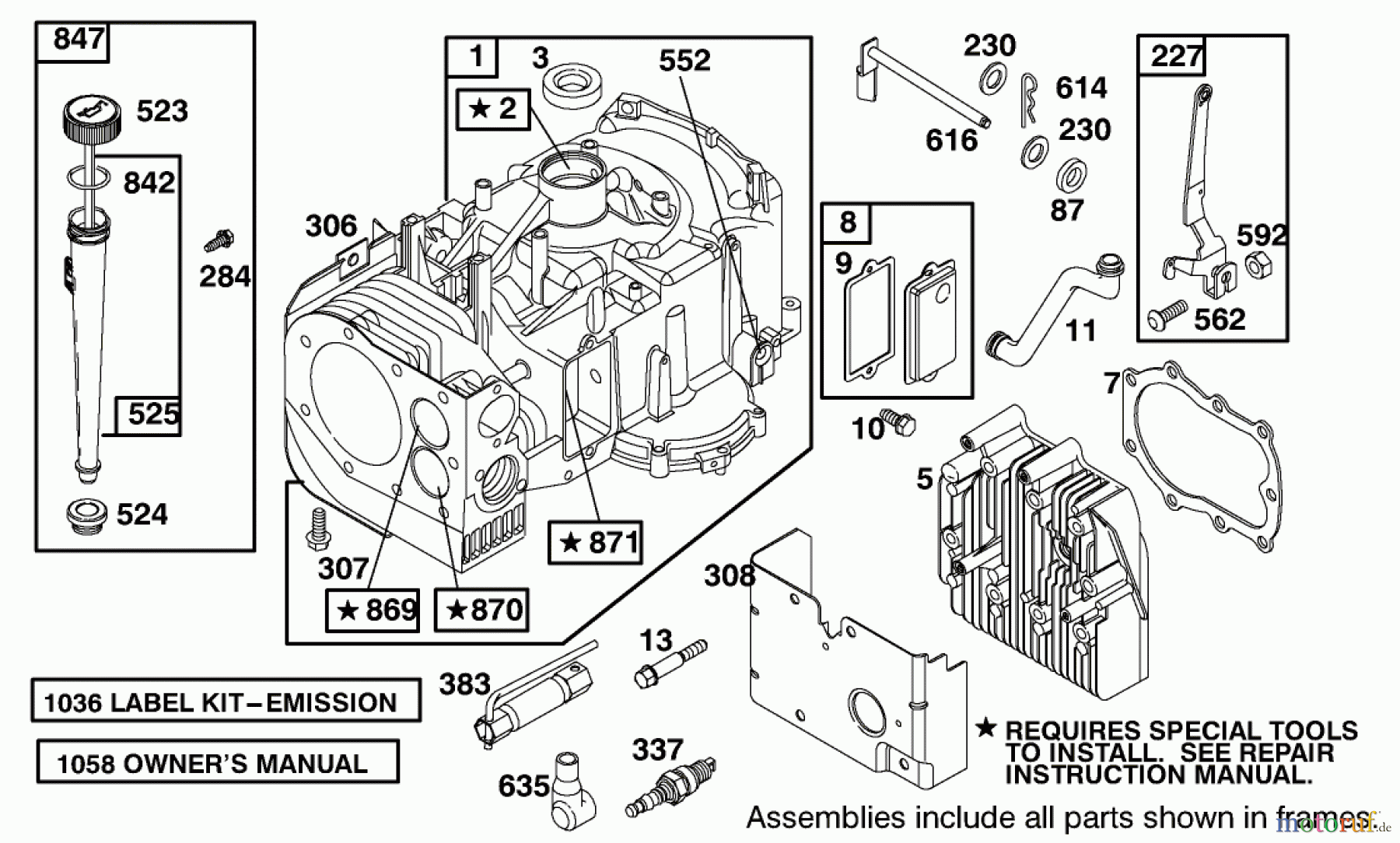 Toro Neu Mowers, Lawn & Garden Tractor Seite 1 71209 (13-32XLE) - Toro 13-32XLE Lawn Tractor, 2001 (210000001-210999999) ENGINE BRIGGS & STRATTON MODEL 28M707-1122-E1 #1