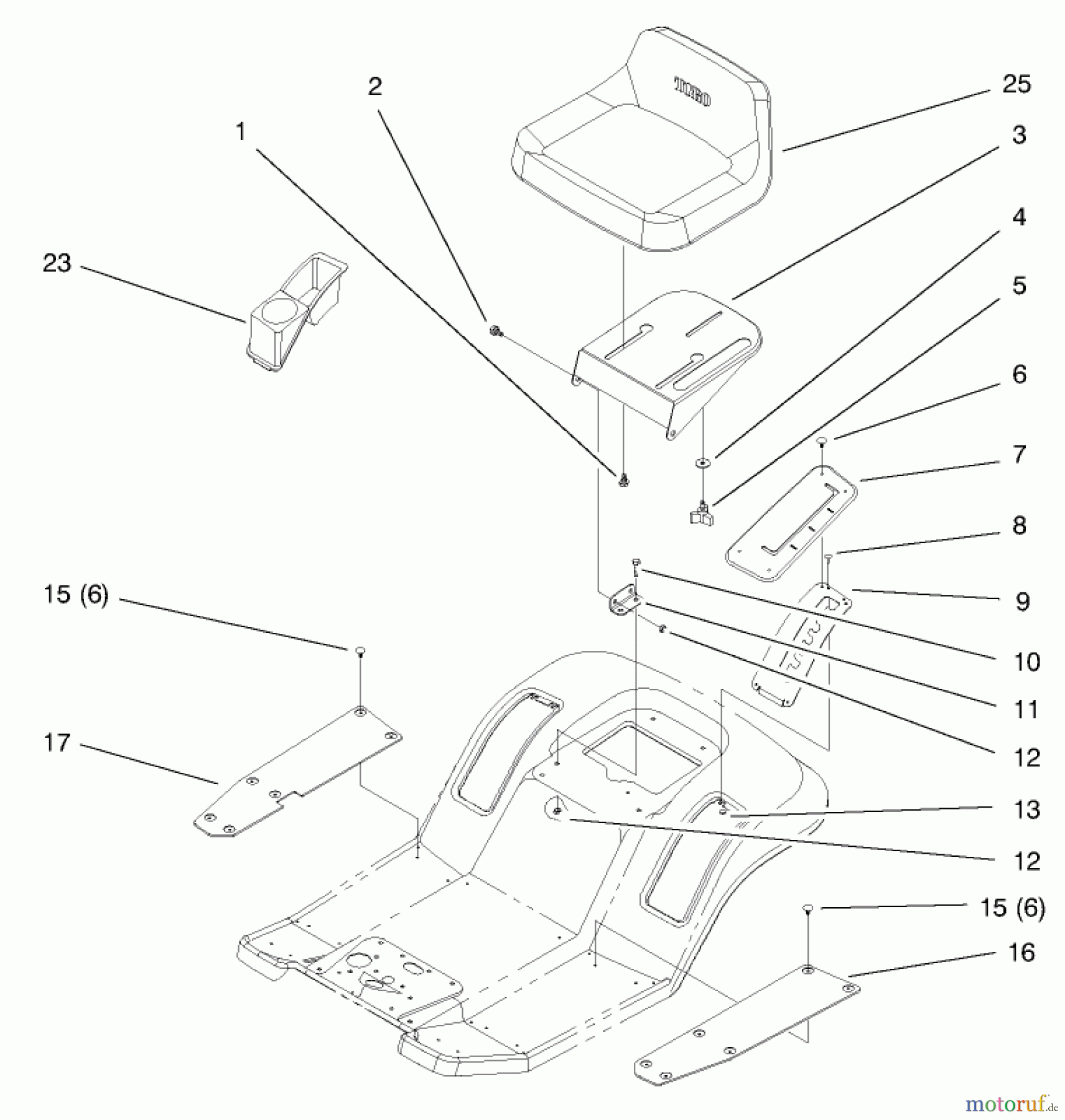  Toro Neu Mowers, Lawn & Garden Tractor Seite 1 71215 (14-38HXL) - Toro 14-38HXL Lawn Tractor, 1998 (8900001-8999999) SEAT ASSEMBLY