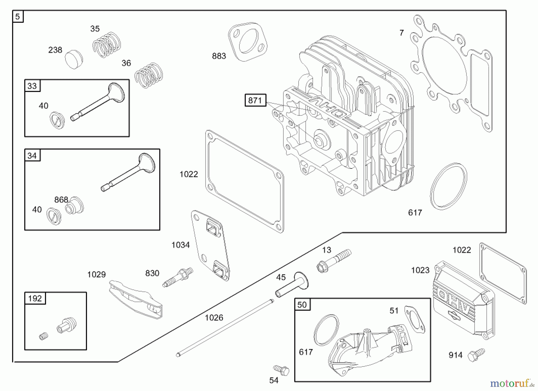  Toro Neu Mowers, Lawn & Garden Tractor Seite 1 71242 (16-38HXLE) - Toro 16-38HXLE Lawn Tractor, 2004 (240000001-240999999) CYLINDER HEAD ASSEMBLY BRIGGS AND STRATTON MODEL 286H77-0121-E1