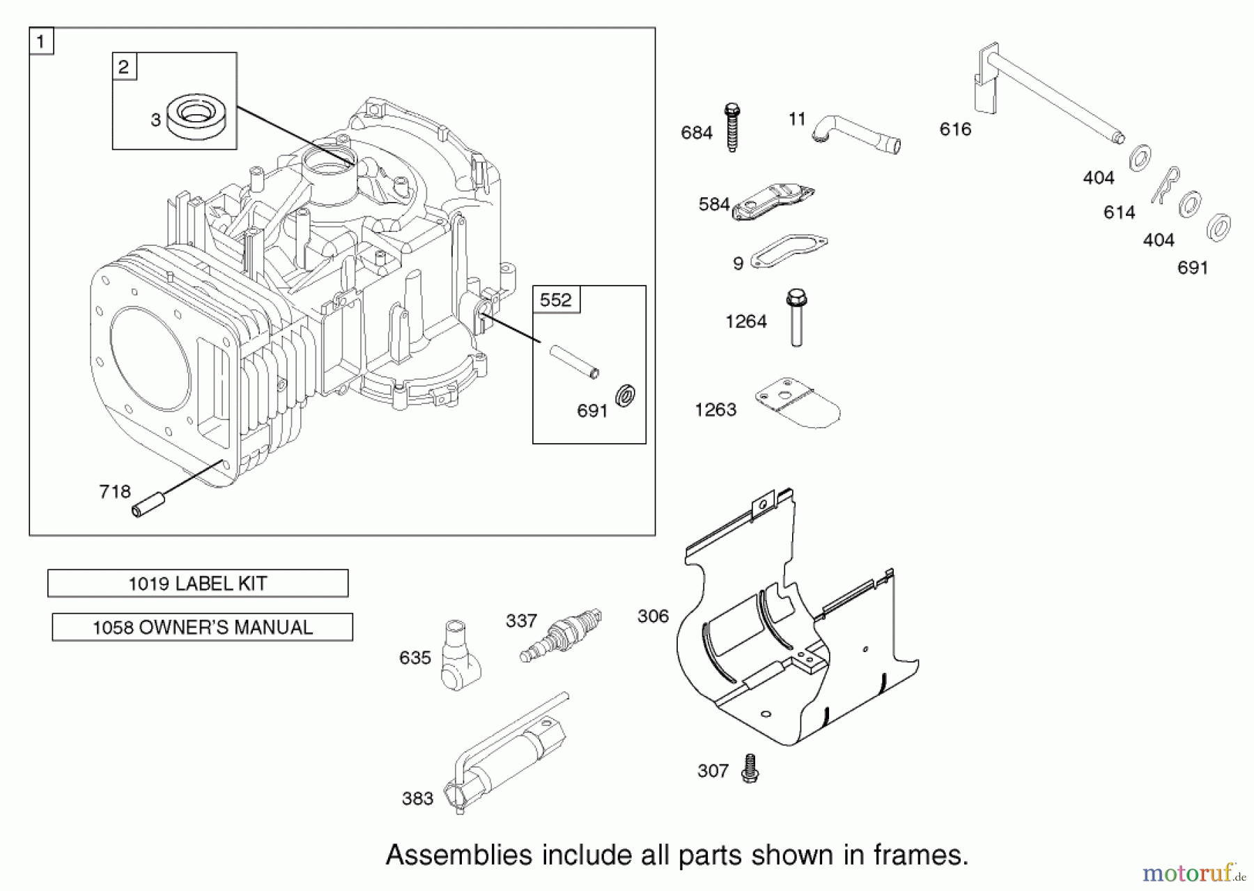  Toro Neu Mowers, Lawn & Garden Tractor Seite 1 71243 (17-38HXLE) - Toro 17-38HXLE Lawn Tractor, 2004 (240000001-240999999) CYLINDER ASSEMBLY  BRIGGS AND STRATTON 31F777-0123-E1