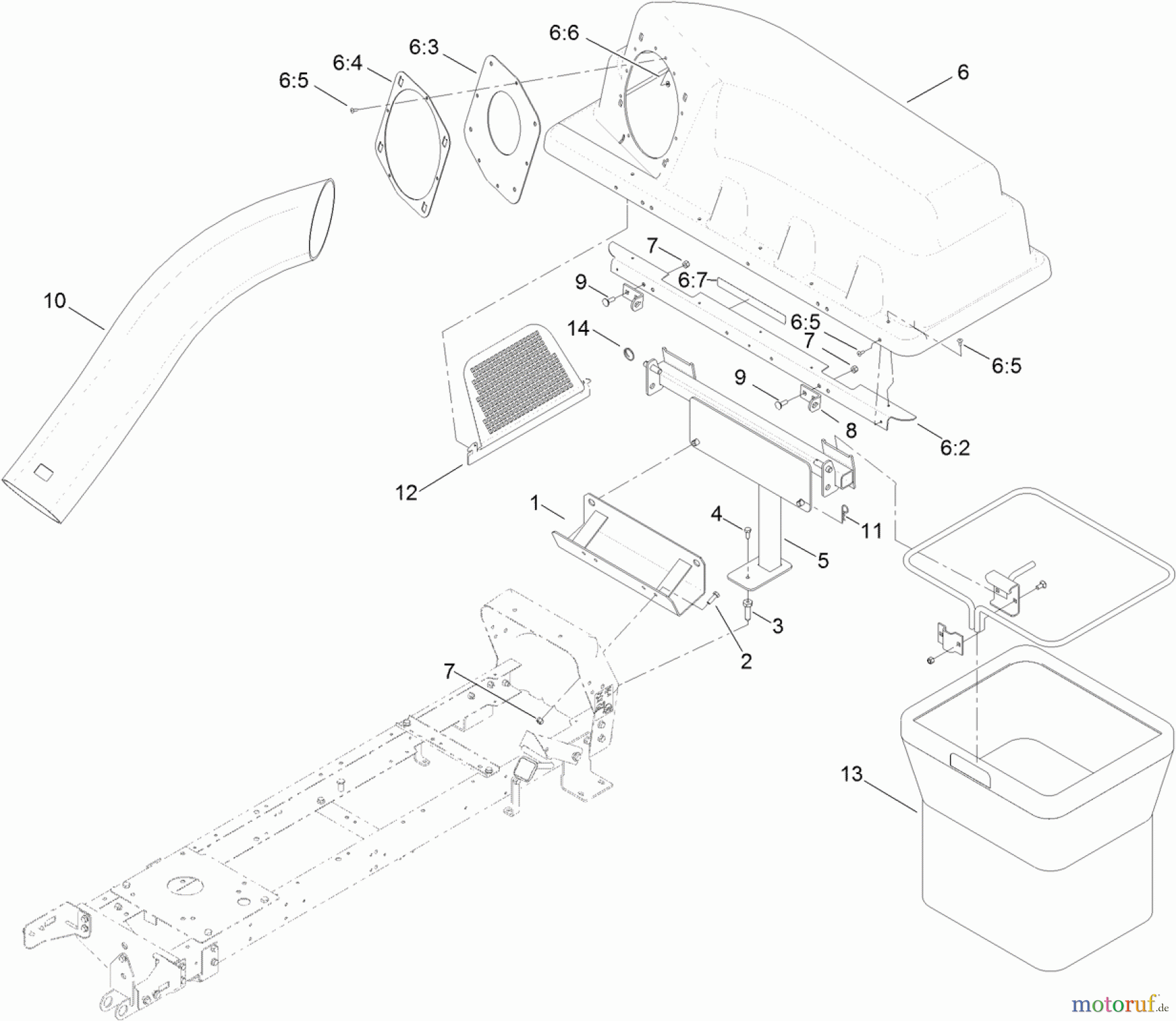  Toro Neu Accessories, Mower 79118 - Toro Twin Soft Bagger, XLS Lawn Tractor, 2013 (SN 313000001-313999999) BAGGER AND MOUNTING ASSEMBLY