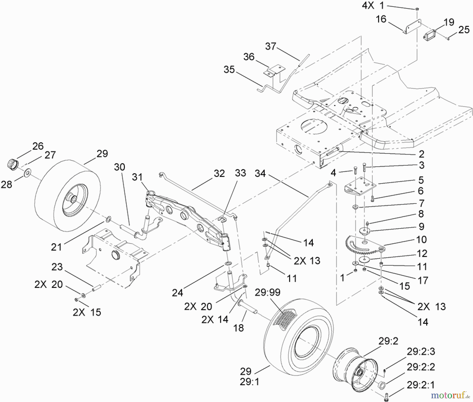  Toro Neu Mowers, Lawn & Garden Tractor Seite 1 71257 (XL 320) - Toro XL 320 Lawn Tractor, 2009 (290000001-290999999) STEERING COMPONENT ASSEMBLY