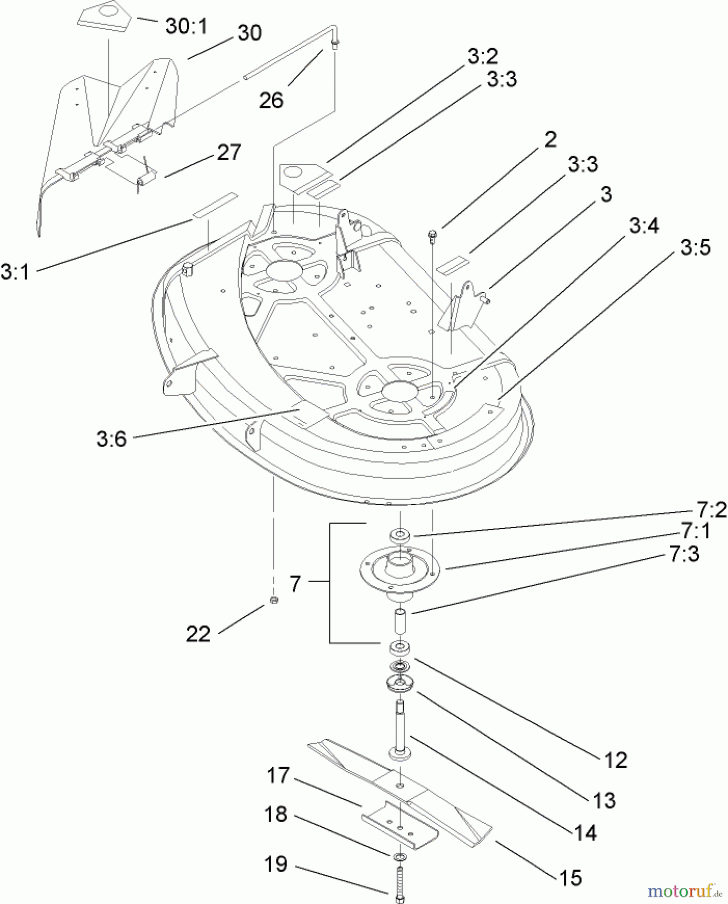  Toro Neu Mowers, Lawn & Garden Tractor Seite 1 71428 (XL 380H) - Toro XL 380H Lawn Tractor, 2005 (250000001-250999999) 38IN DECK ASSEMBLY