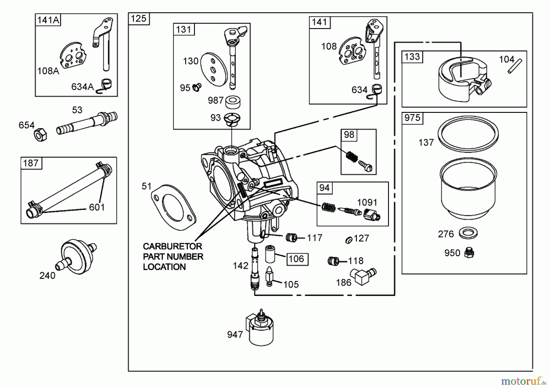 Toro Neu Mowers, Lawn & Garden Tractor Seite 1 71428 (XL 380H) - Toro XL 380H Lawn Tractor, 2005 (250000001-250999999) CARBURETOR ASSEMBLY BRIGGS AND STRATTON 286H77-0165-E1