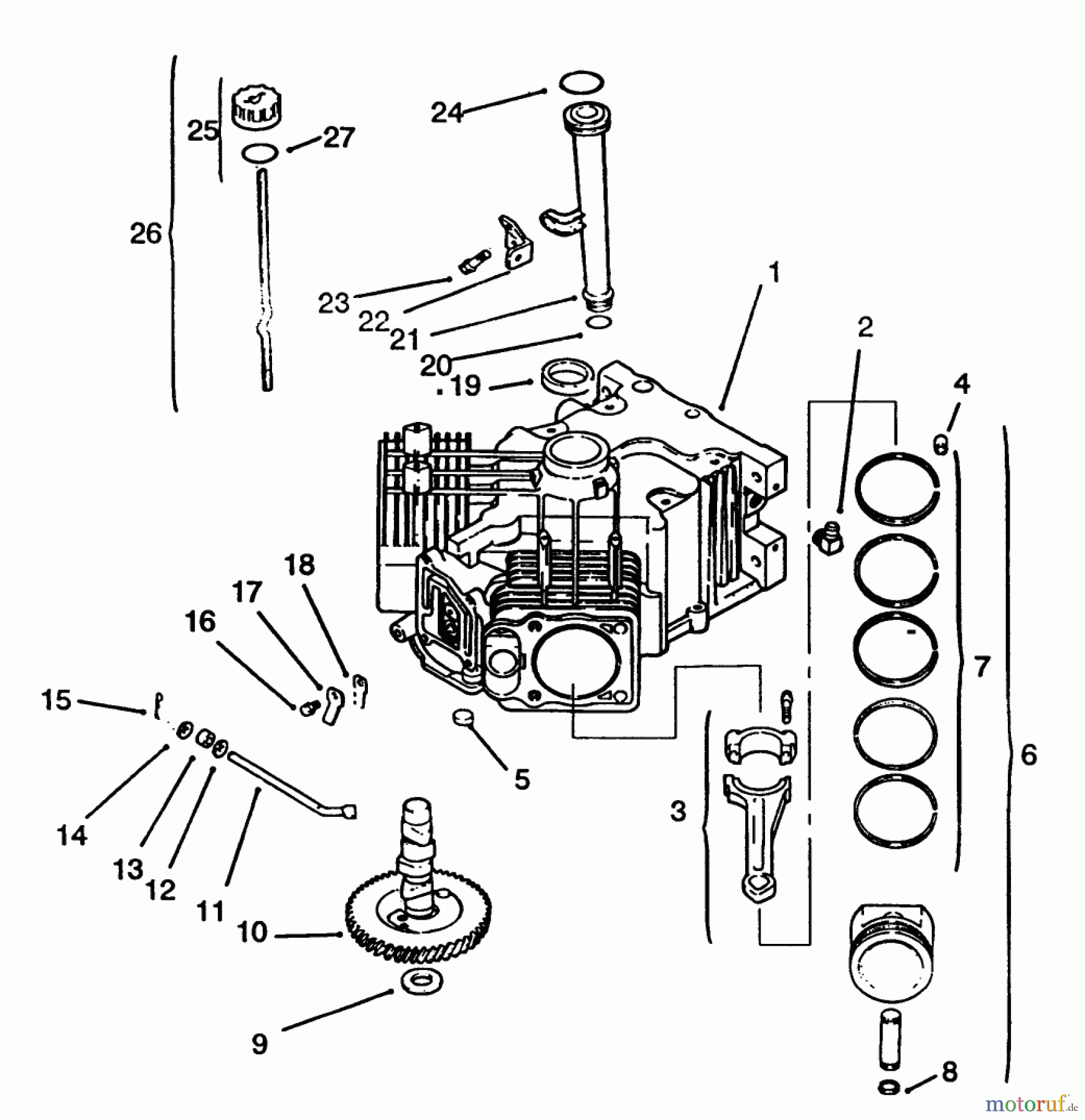  Toro Neu Mowers, Lawn & Garden Tractor Seite 1 72083 (266-H) - Toro 266-H Yard Tractor, 1994 (4900001-4999999) CRANKCASE #2