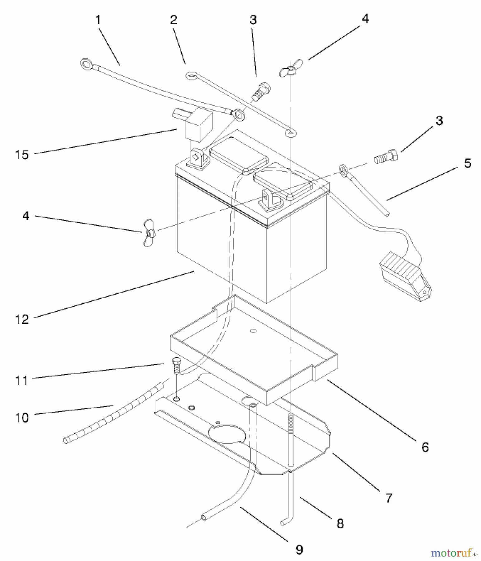  Toro Neu Mowers, Lawn & Garden Tractor Seite 1 72048 (265-H) - Toro 265-H Lawn and Garden Tractor, 1999 (9900001-9999999) BATTERY ASSEMBLY