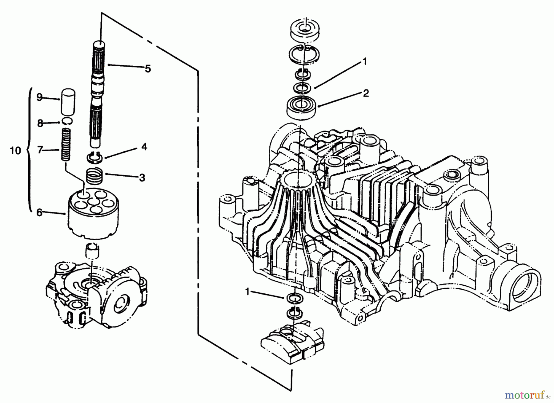  Toro Neu Mowers, Lawn & Garden Tractor Seite 1 72104 (267-H) - Toro 267-H Lawn and Garden Tractor, 1996 (6900001-6999999) PUMP SHAFT