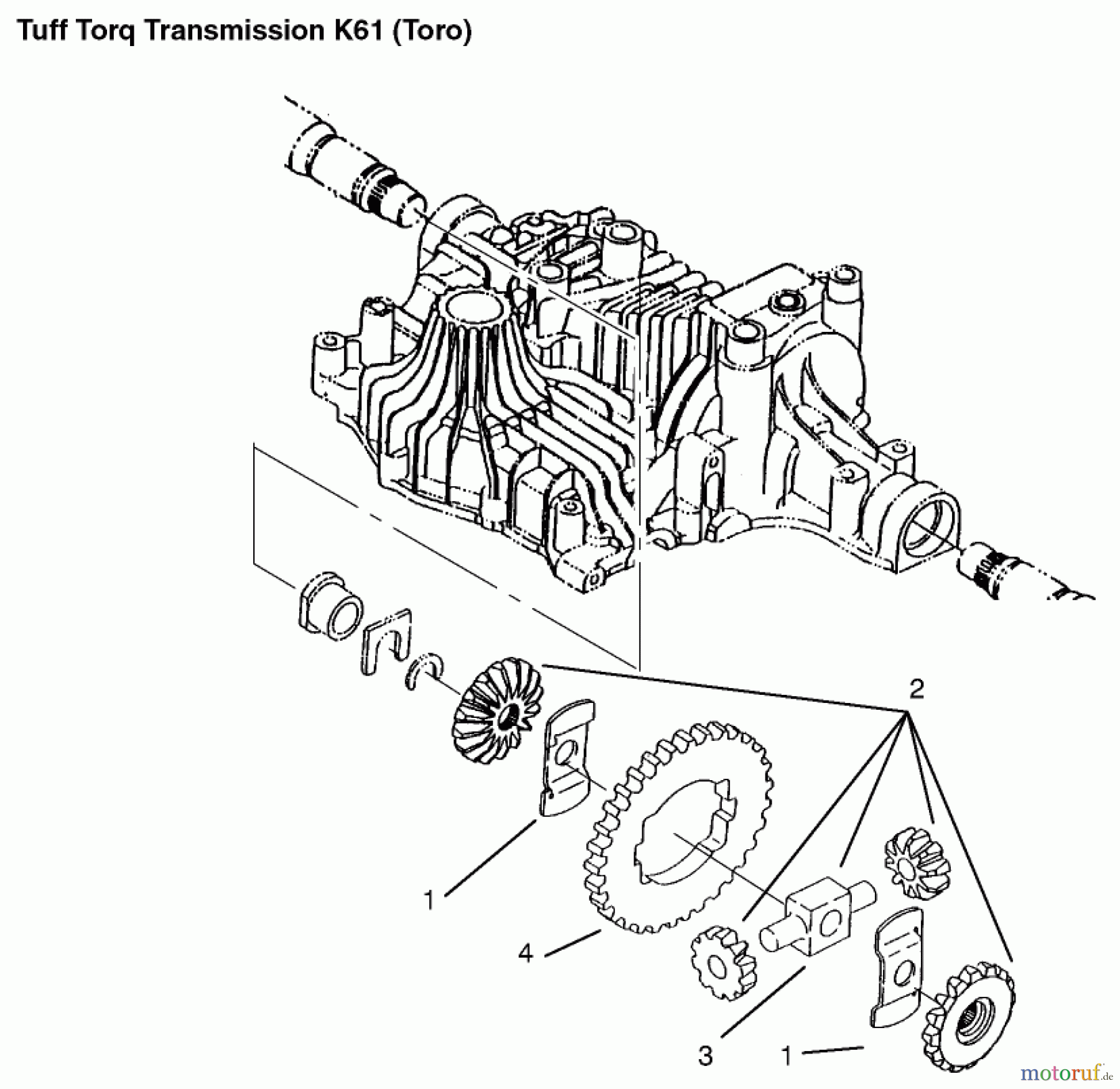  Toro Neu Mowers, Lawn & Garden Tractor Seite 1 72106 (270-H) - Toro 270-H Lawn and Garden Tractor, 1999 (9900001-9999999) DIFFERENTIAL GEAR