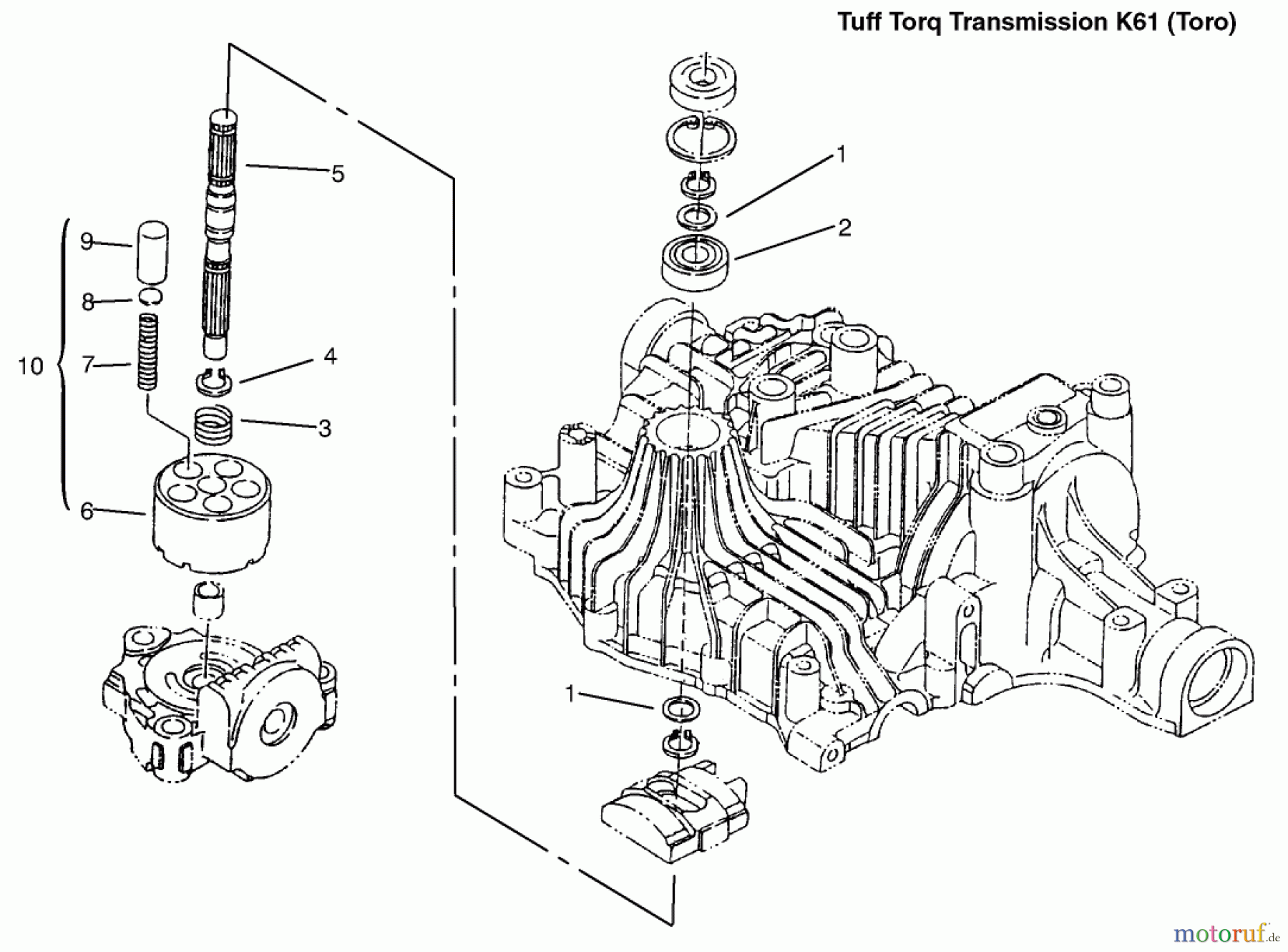  Toro Neu Mowers, Lawn & Garden Tractor Seite 1 72110 (270-H) - Toro 270-H Lawn and Garden Tractor, 1996 (6900001-6999999) PUMP SHAFT
