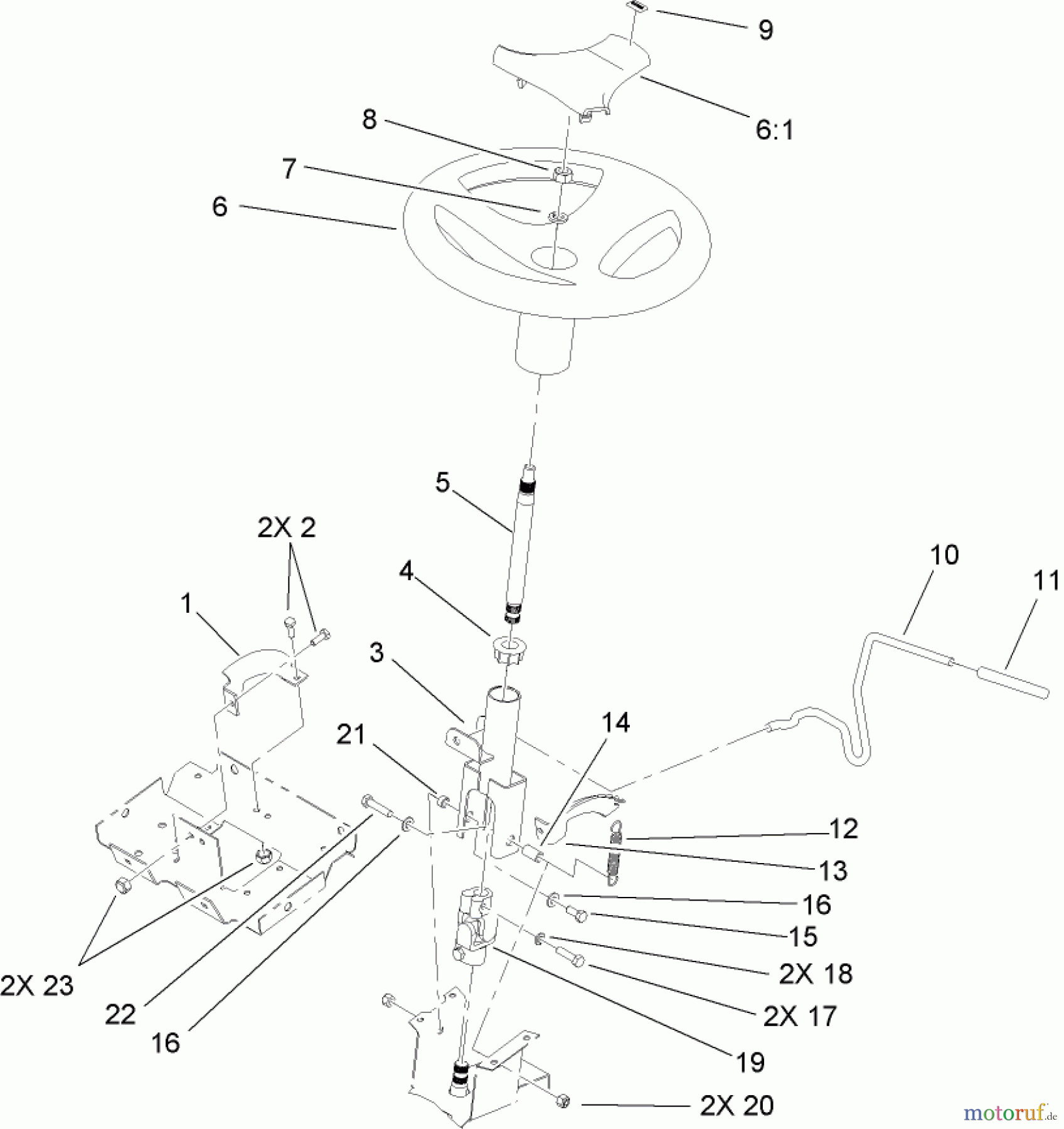  Toro Neu Mowers, Lawn & Garden Tractor Seite 1 72211 (420) - Toro 420 Garden Tractor, 2006 (260000001-260999999) STEERING WHEEL AND TILT ASSEMBLY